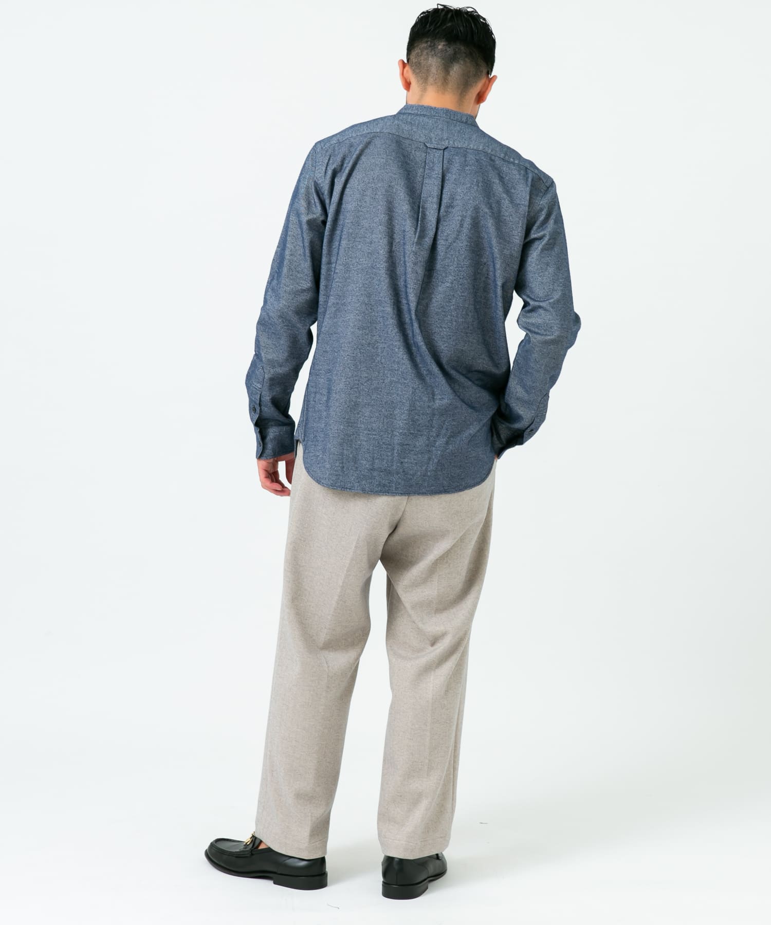 『抗菌 / 防臭』『XXLサイズあり』ハイパフォーマンスフランネルバンドカラーシャツ NAVY S