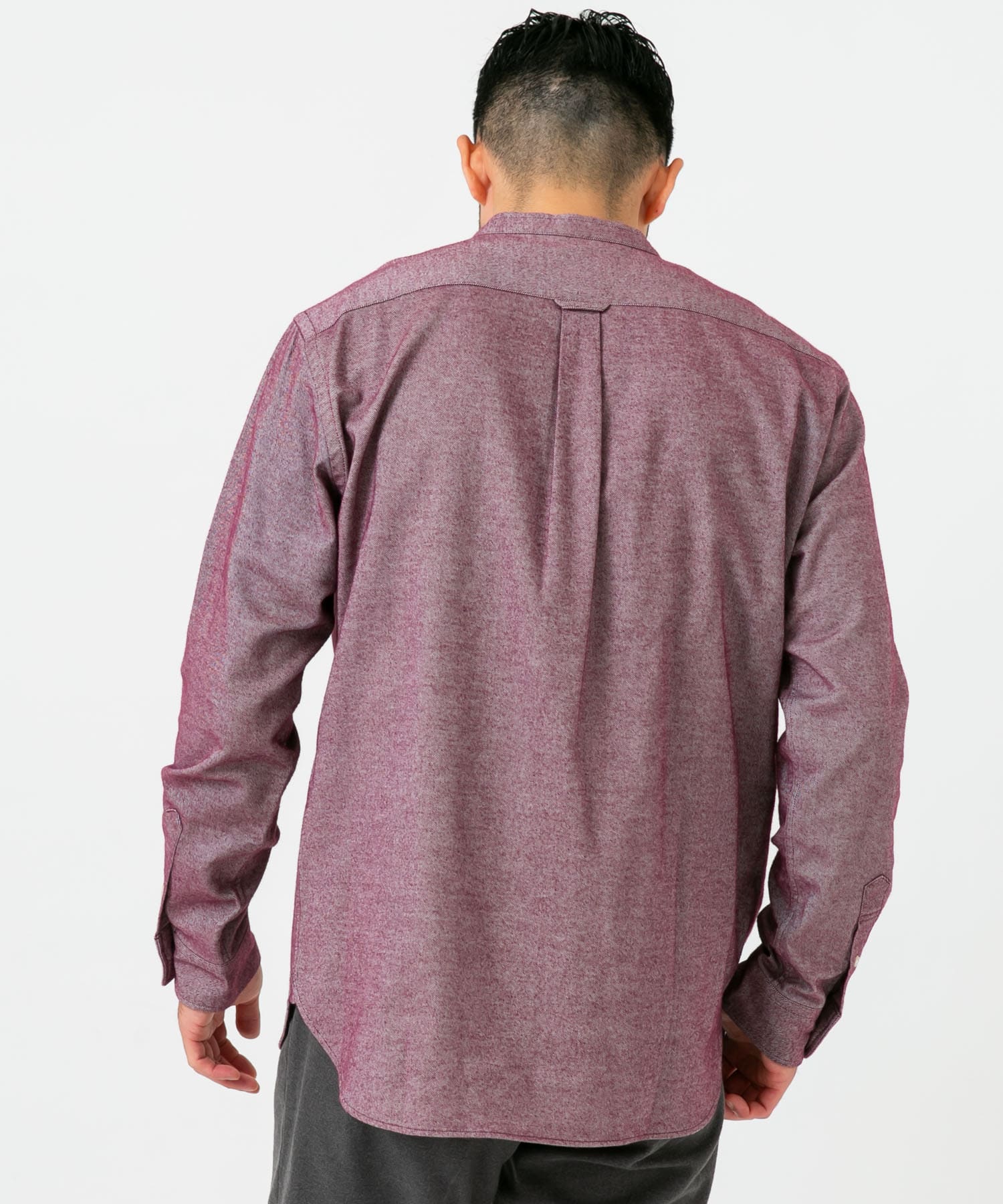 『抗菌 / 防臭』『XXLサイズあり』ハイパフォーマンスフランネルバンドカラーシャツ BORDEAUX S