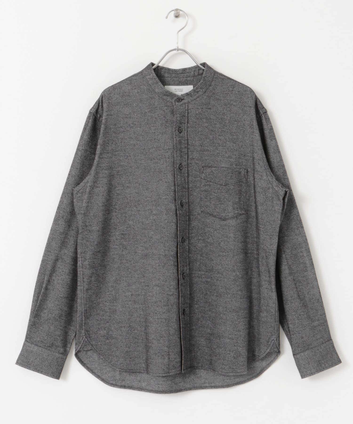 『抗菌 / 防臭』『XXLサイズあり』ハイパフォーマンスフランネルバンドカラーシャツ BLACK S