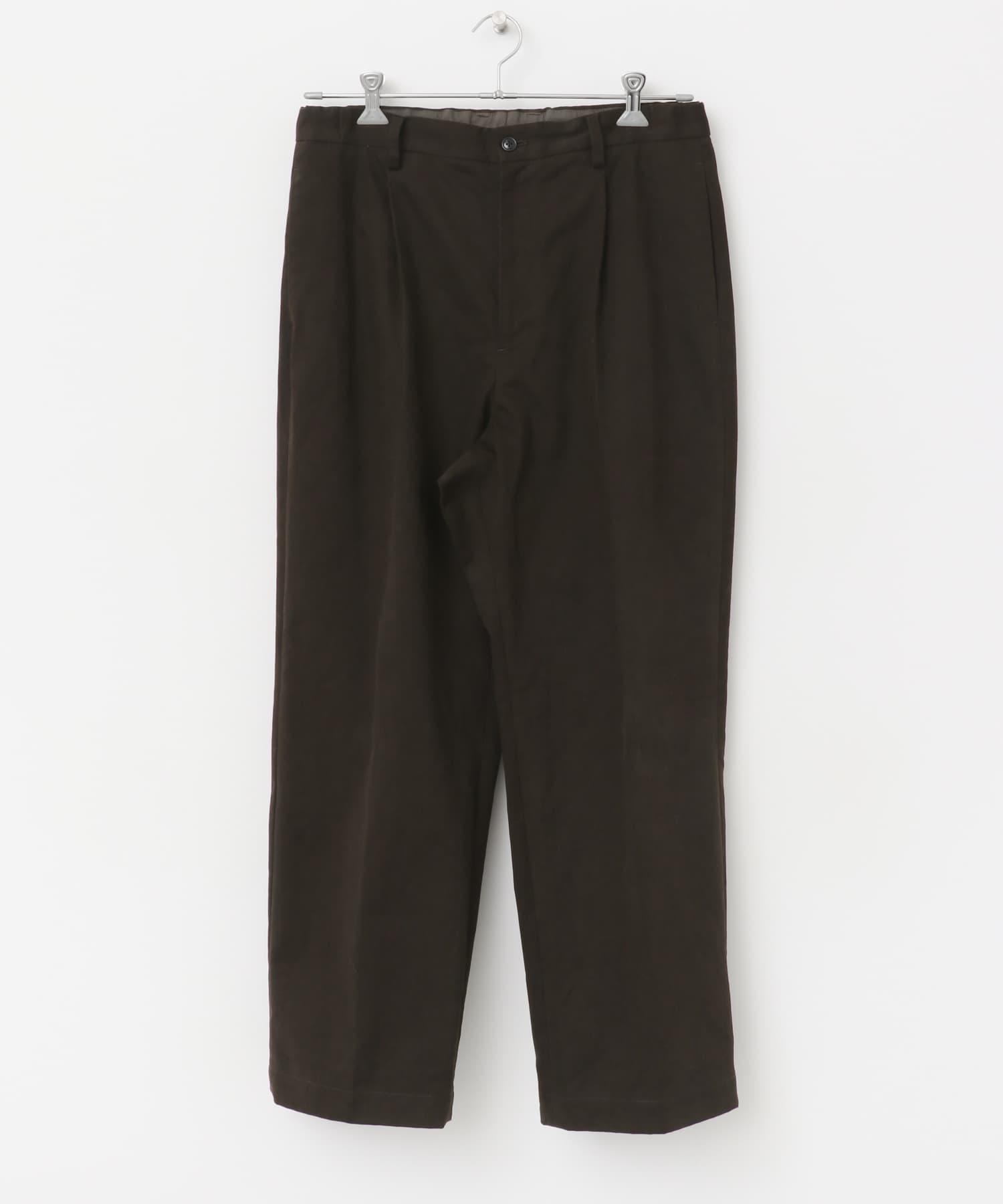 『XLサイズあり』ストレッチモールスキン1タックワイドスラックス DARK BROWN M