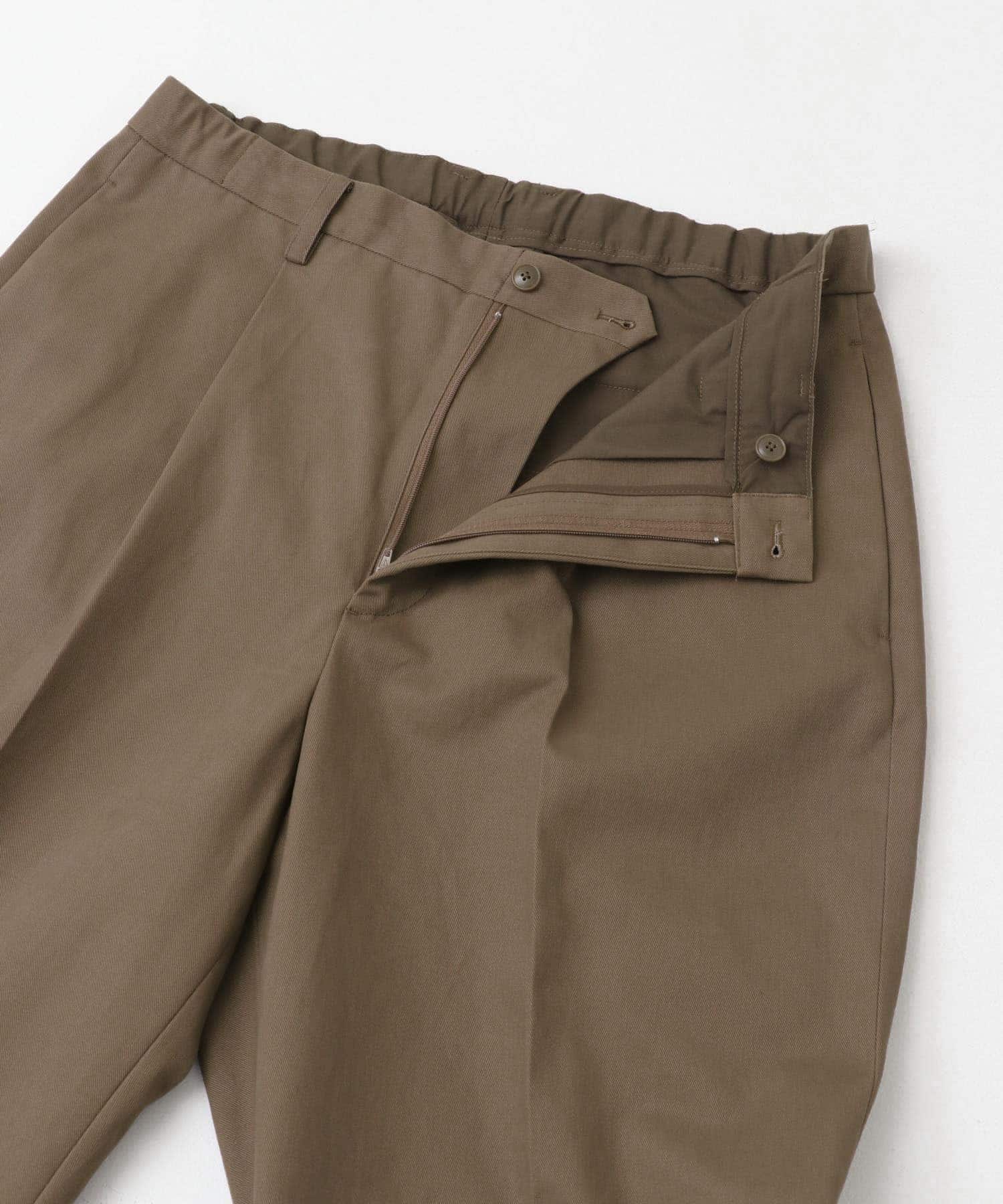 『XLサイズあり』ストレッチモールスキン1タックワイドスラックス BEIGE M