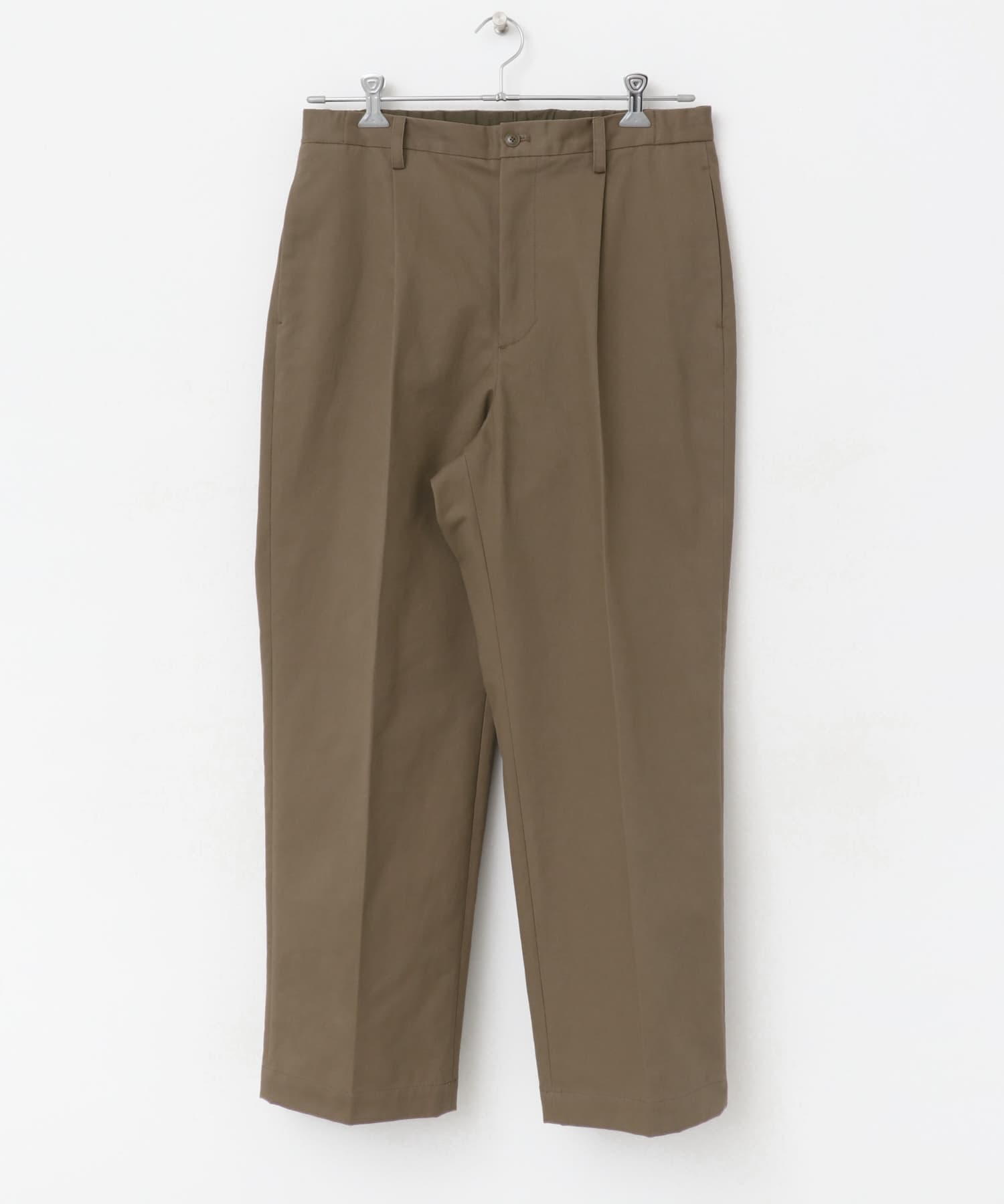 『XLサイズあり』ストレッチモールスキン1タックワイドスラックス BEIGE M