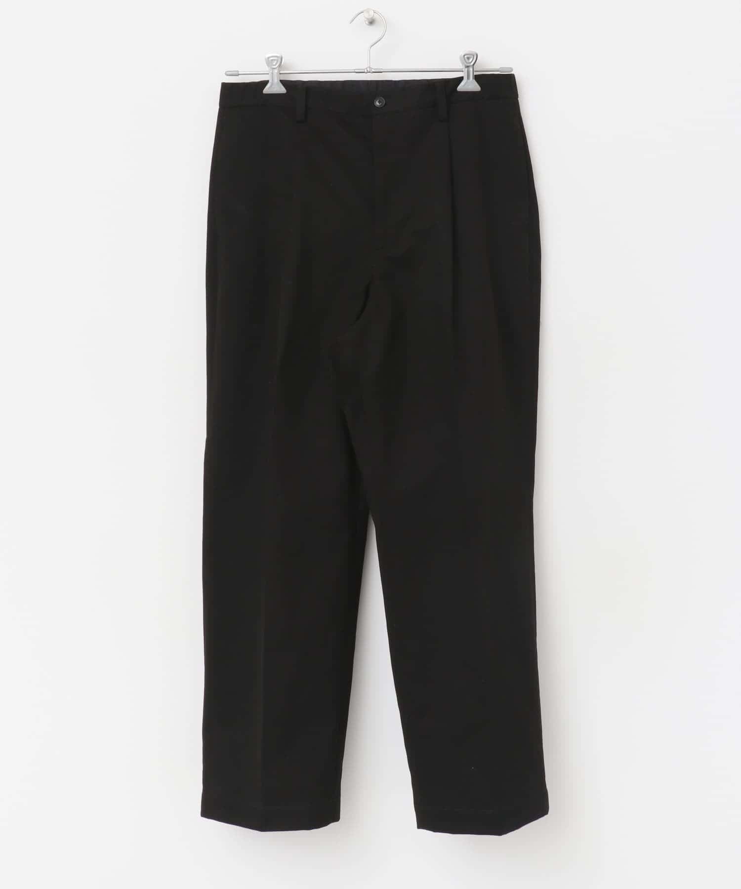 『XLサイズあり』ストレッチモールスキン1タックワイドスラックス BLACK M