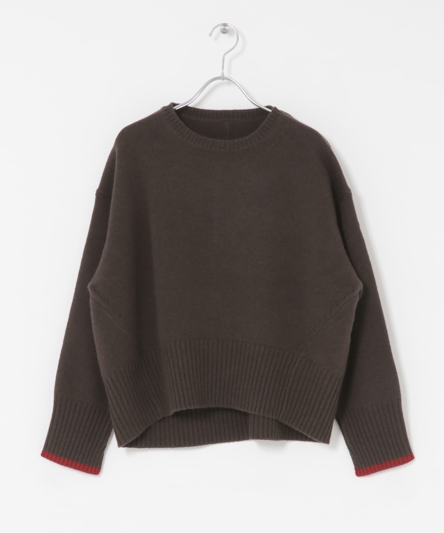 『WEB/一部店舗限定』エクストラファインシームデザインニット BROWN×RED FREE