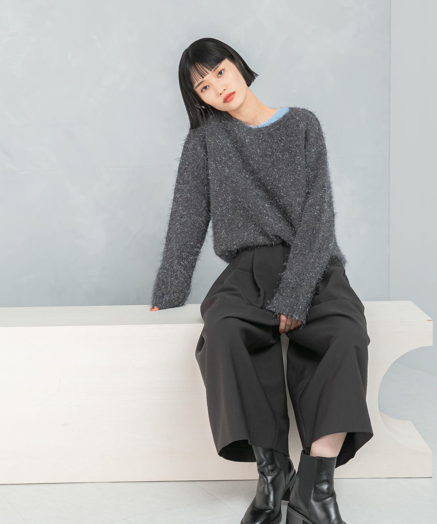 ラメシャギーニットプルオーバー(FREE OFF WHITE): トップス｜URBAN