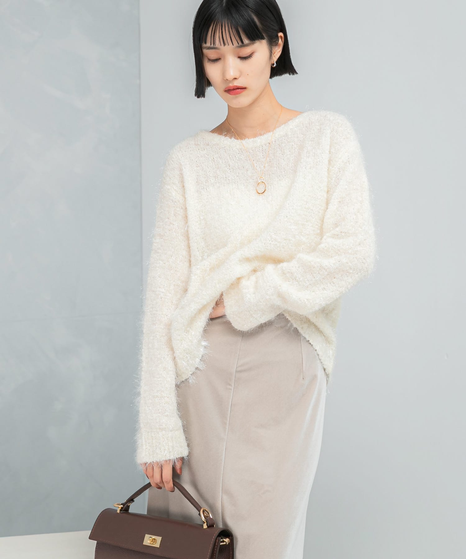 ラメシャギーニットプルオーバー