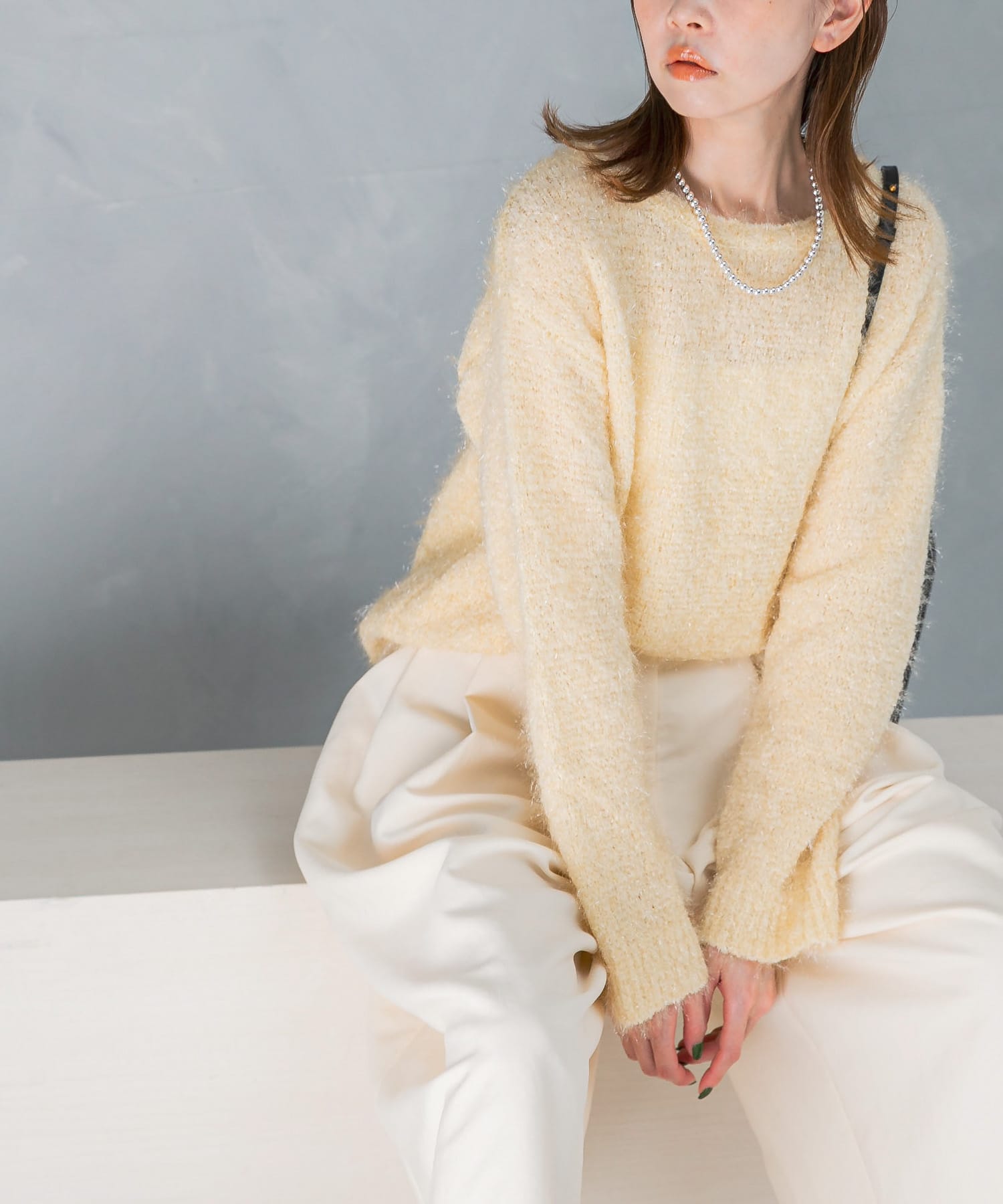 ラメシャギーニットプルオーバー