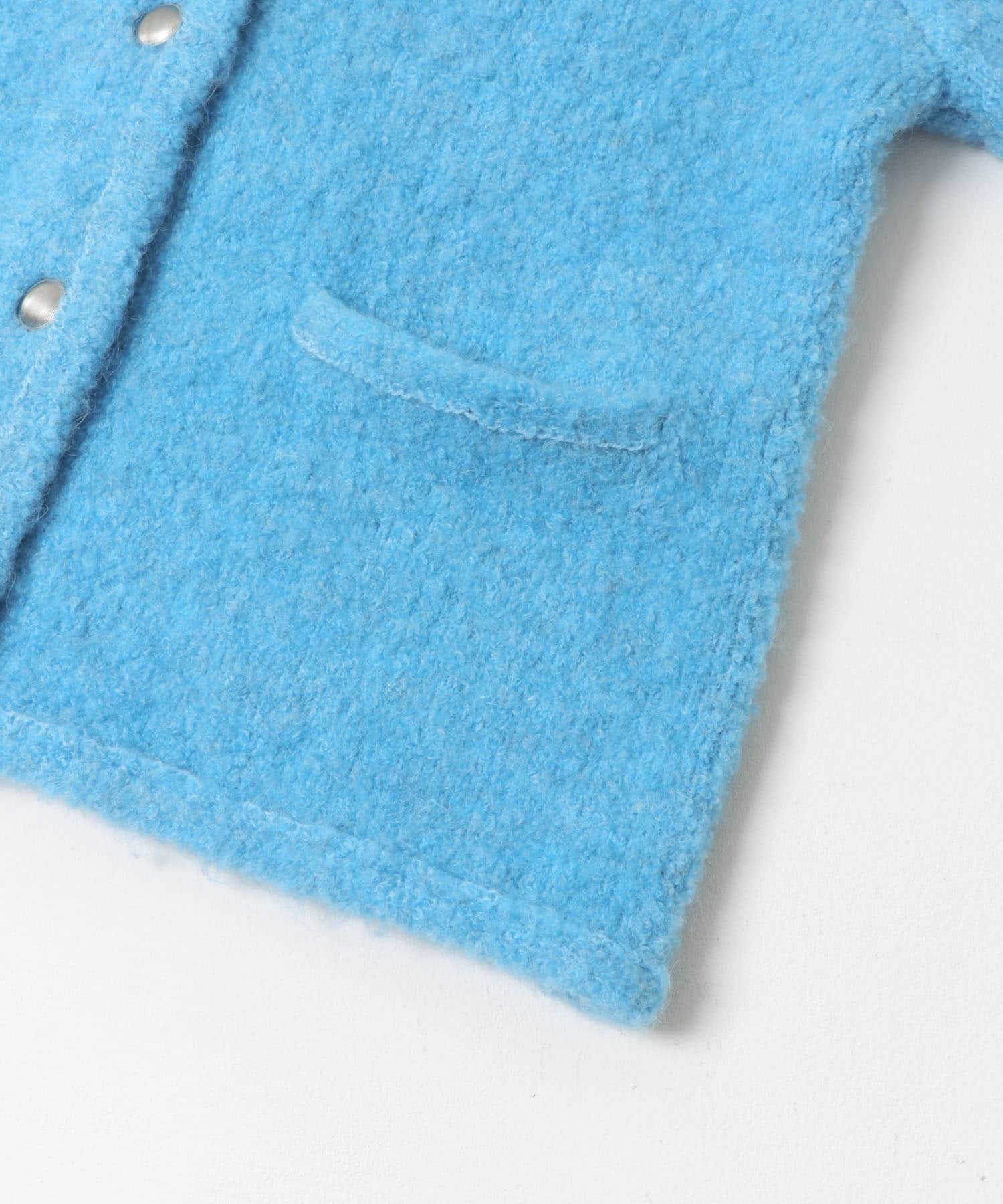 『WEB/一部店舗限定』ウール混ブークレニットジャケット BLUE FREE