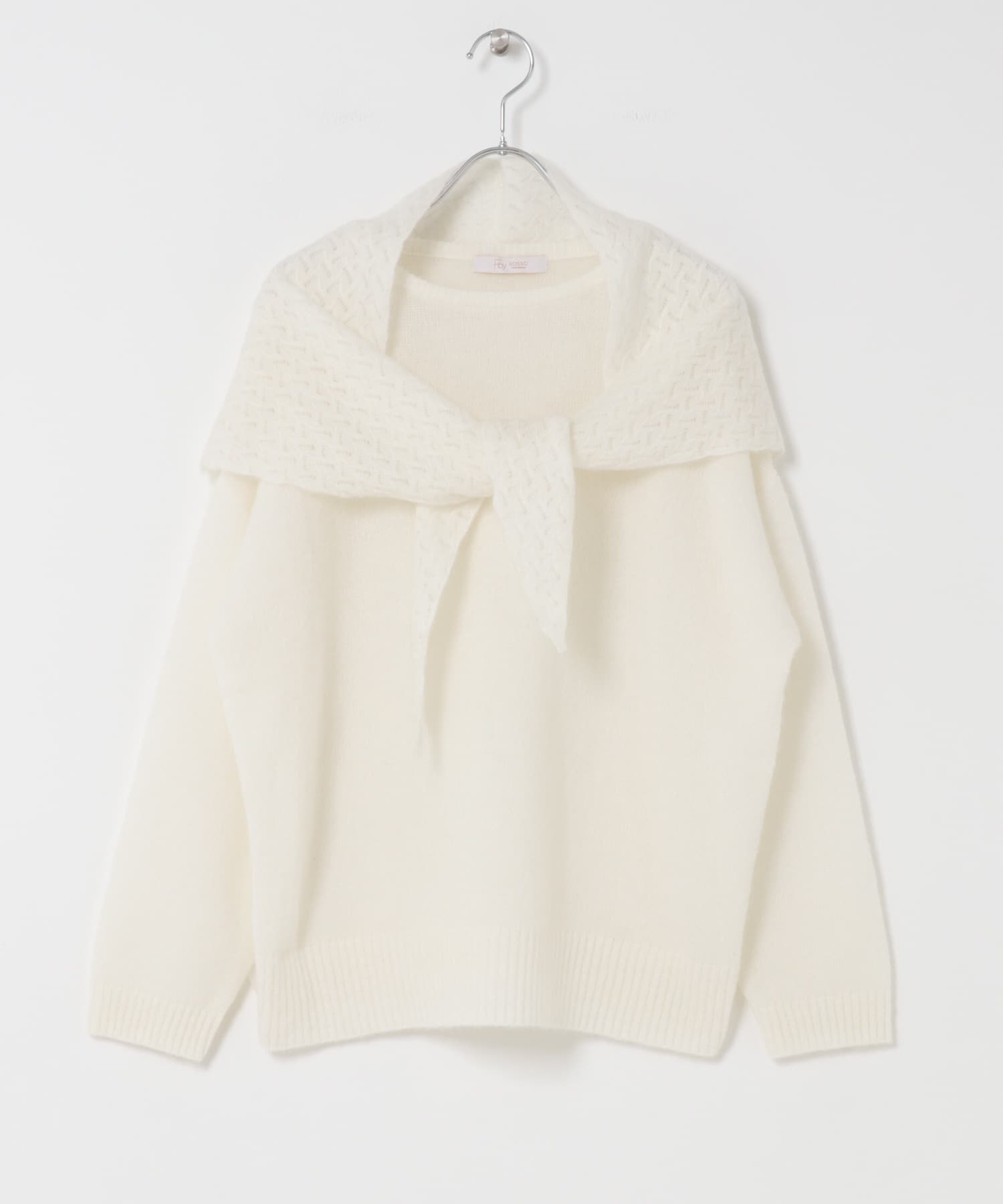 F by ROSSO　ヘアリーニットプルオーバー+ニットスカーフ OFF WHITE FREE