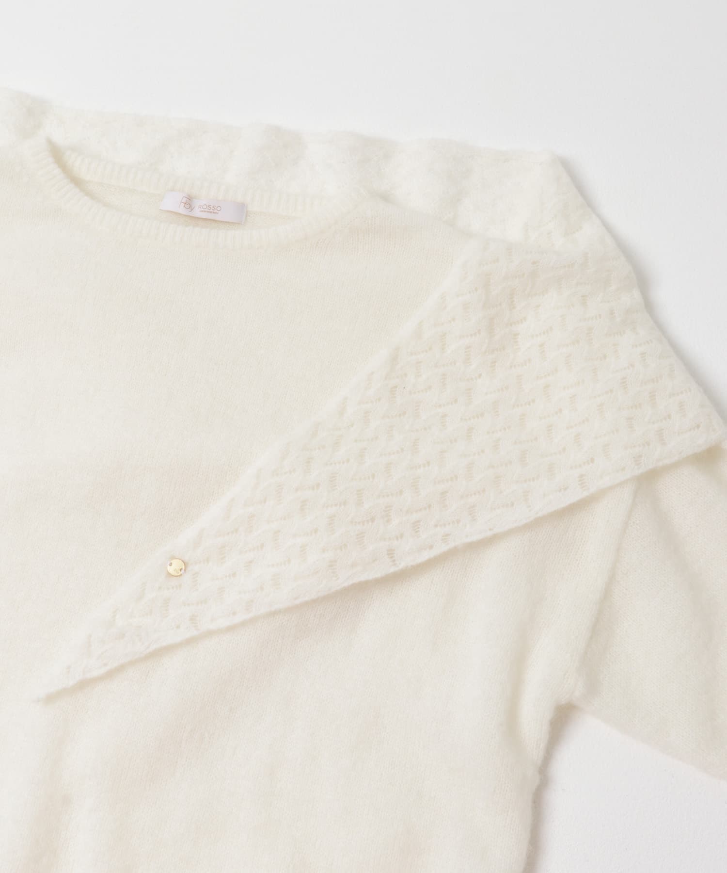 F by ROSSO　ヘアリーニットプルオーバー+ニットスカーフ OFF WHITE FREE