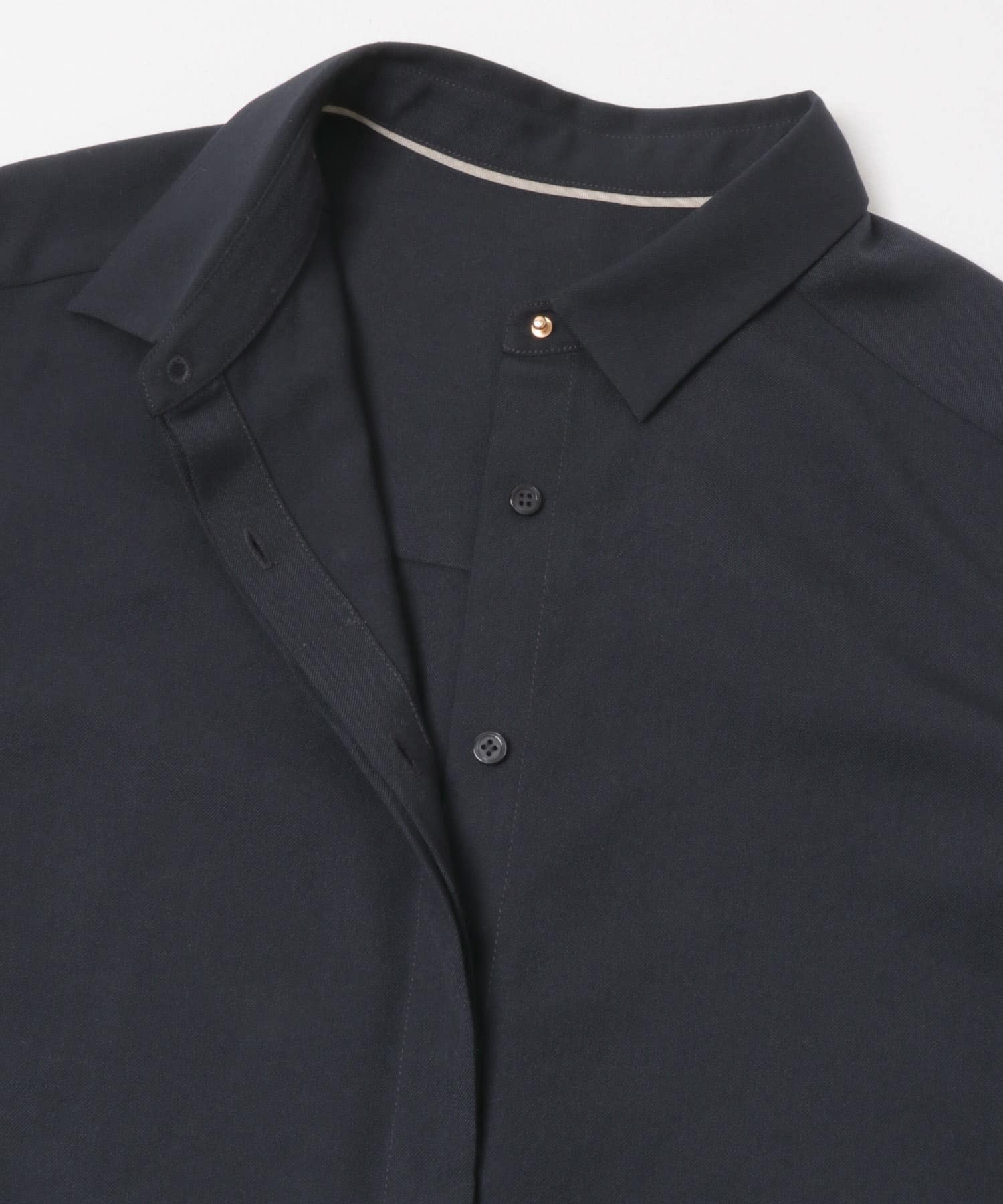イージーケアウーステッドシャツ NAVY FREE