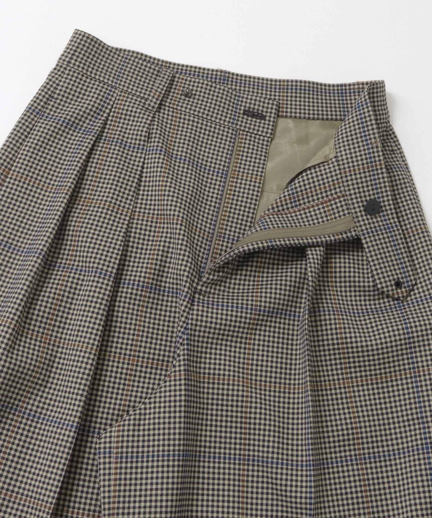 チェックワイドスラックス BROWN CHK 36
