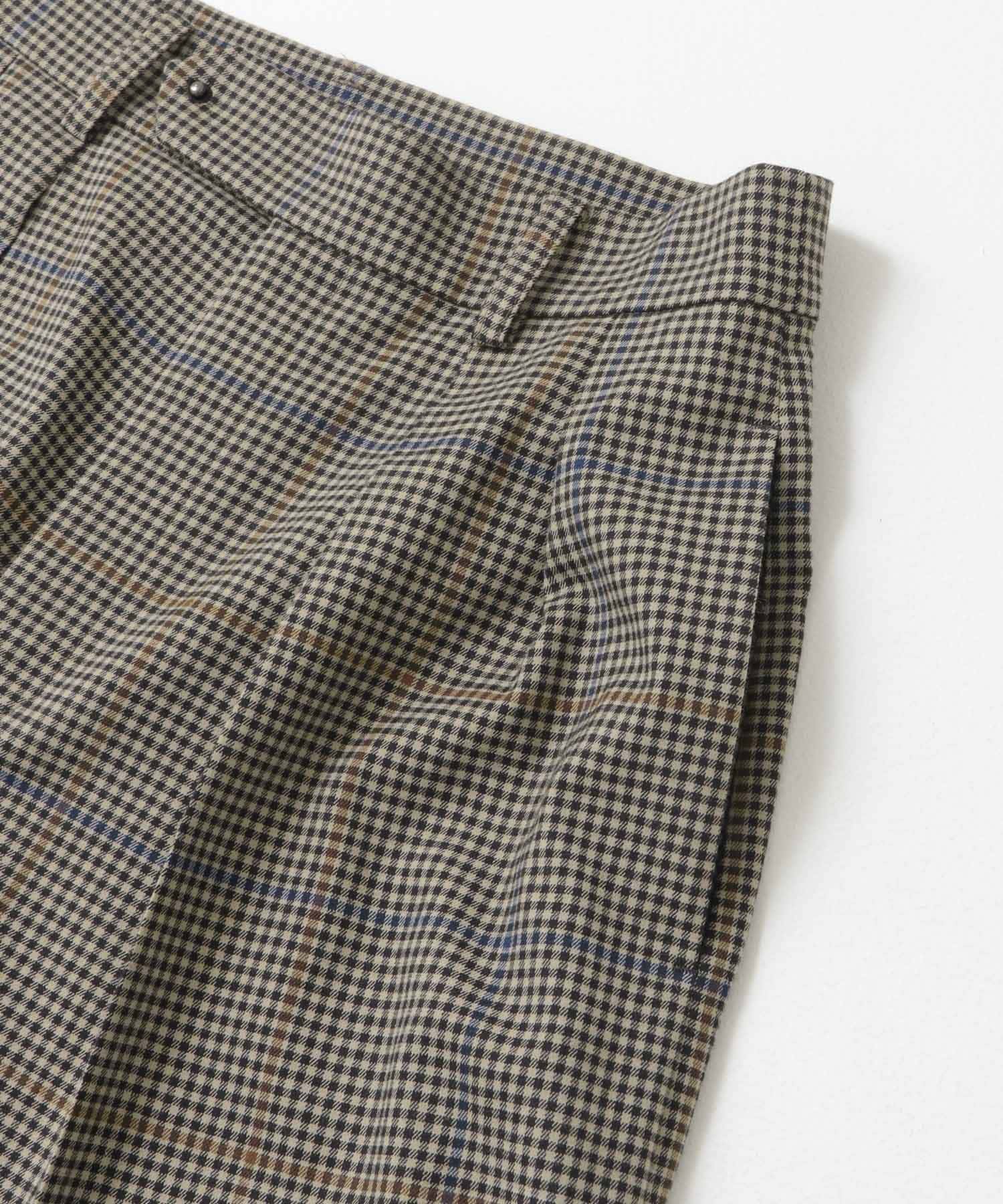 チェックワイドスラックス BROWN CHK 36