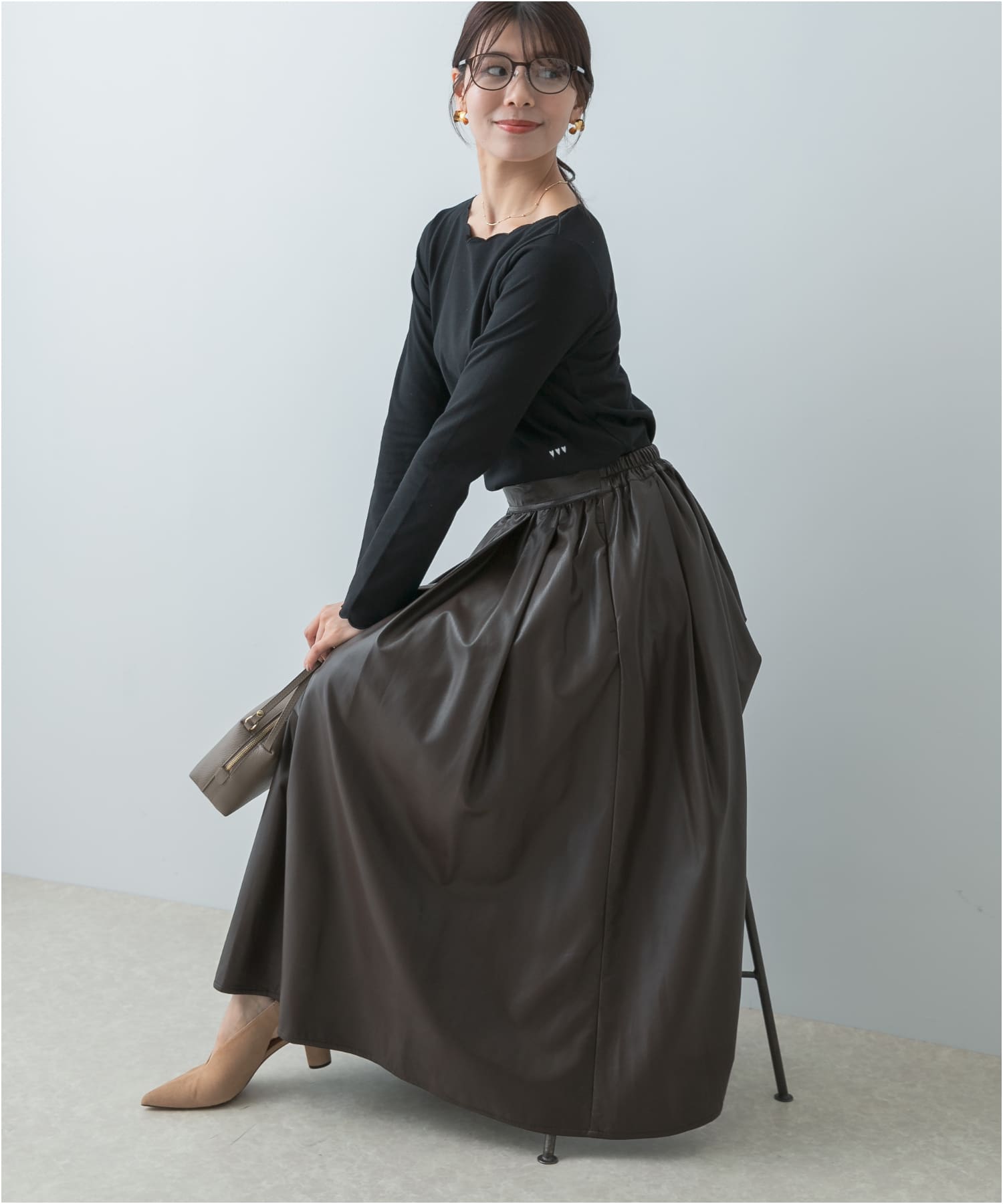 Studio Doe ASYMMETRICAL PLAID SKIRT(S BLUE BROWN): スカート｜URBAN