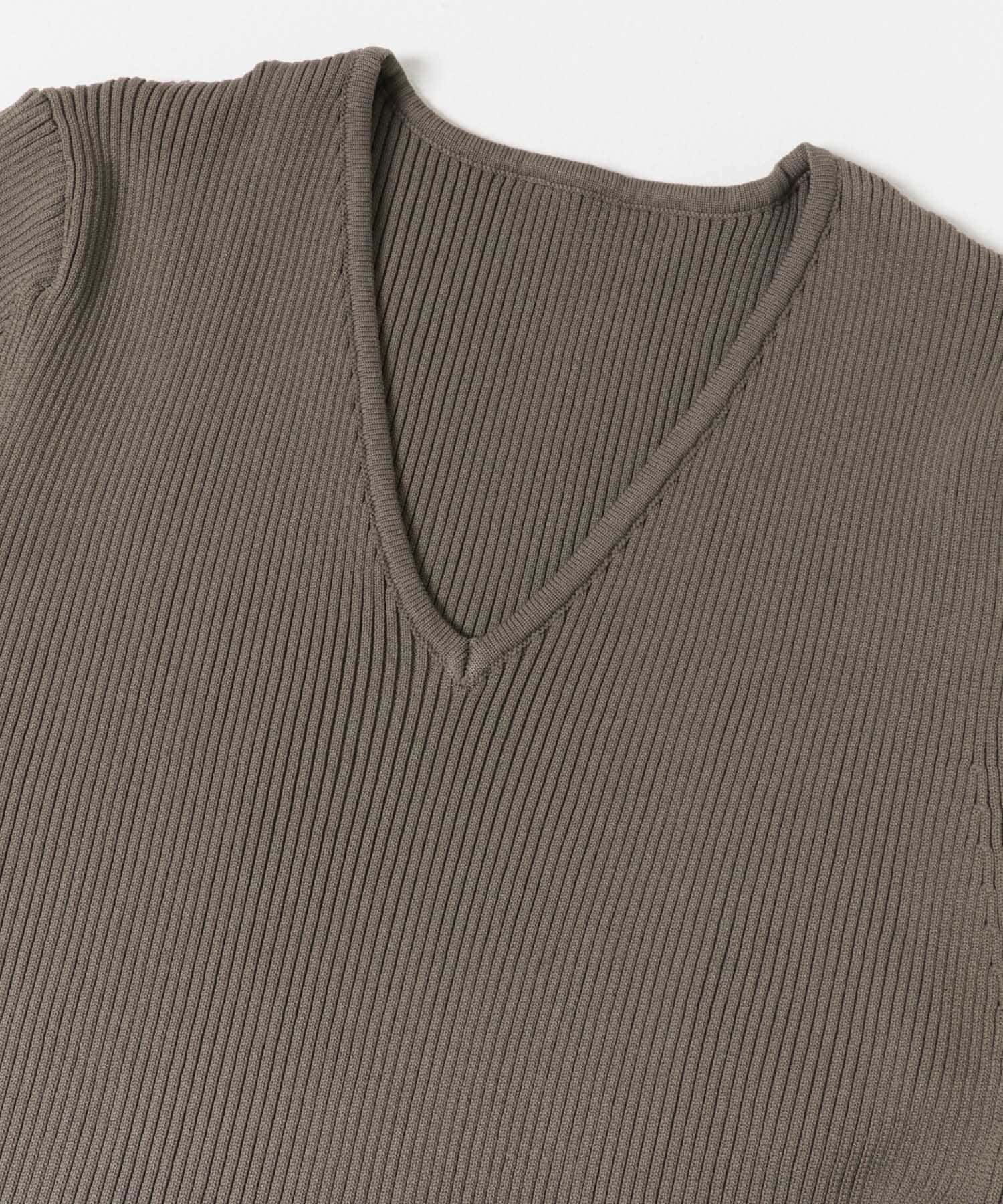 『WEB限定』フォルムシルエットVネックリブワンピース MOCHA 36