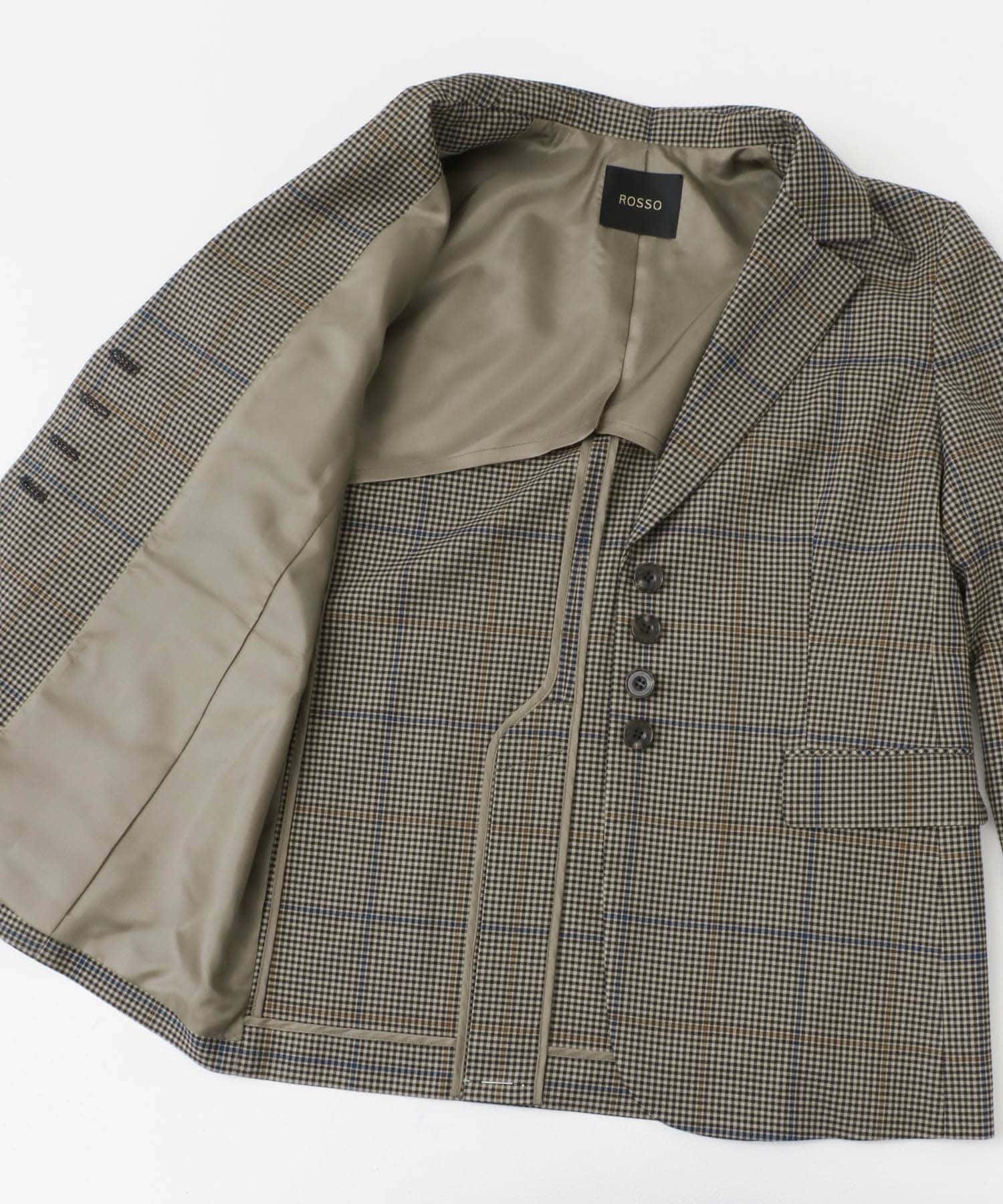 チェックテーラードジャケット BROWN CHK 36