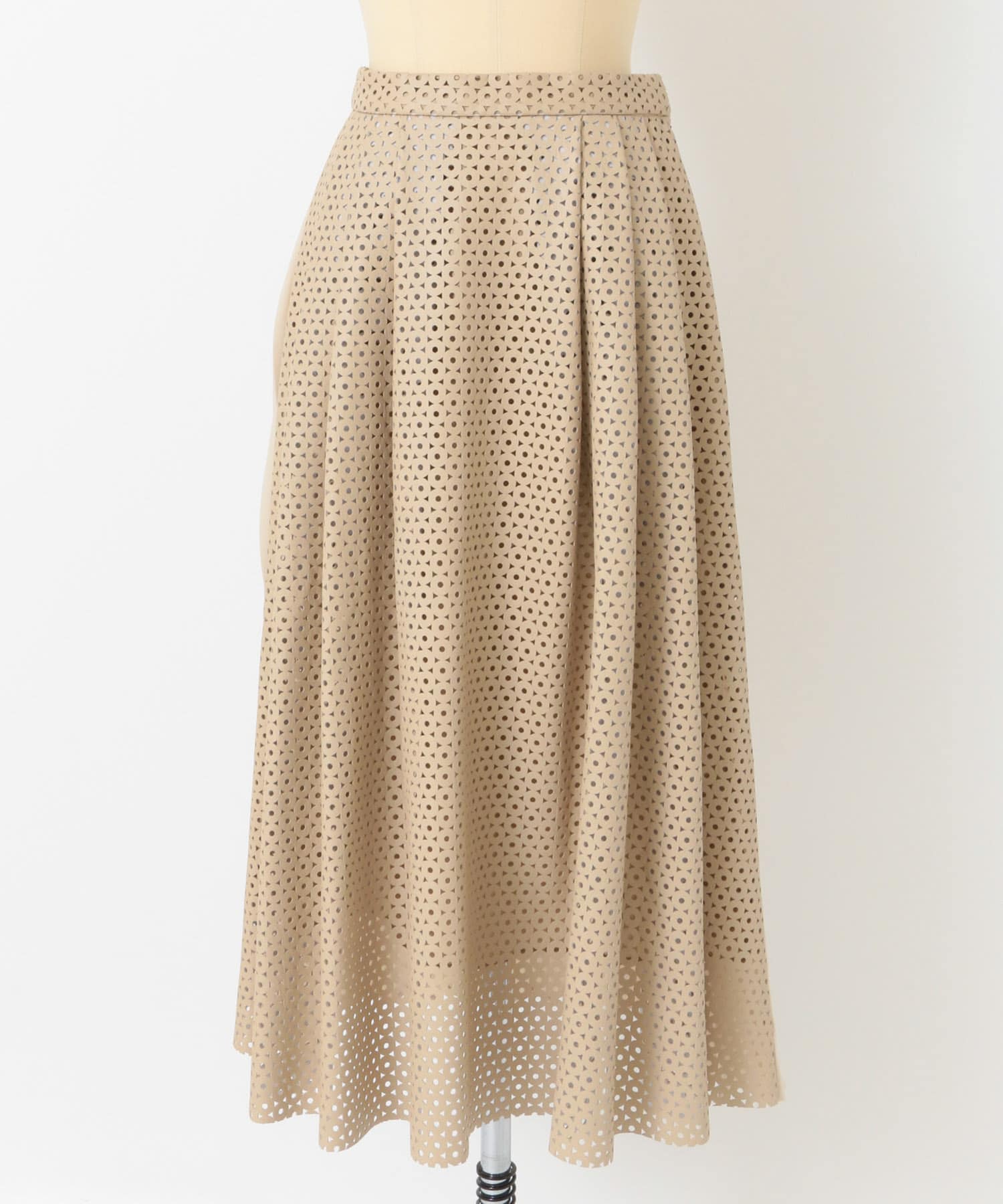 Lirica　punching pleats skirt BEIGE 0