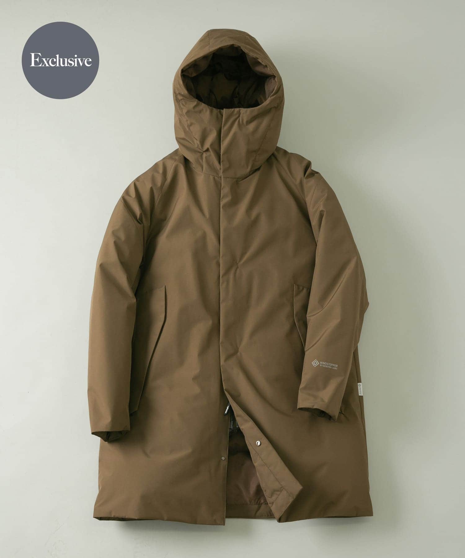 『別注』+phenix　WINDSTOPPER by GORE-TEX LABS ダウンコート BROWN S