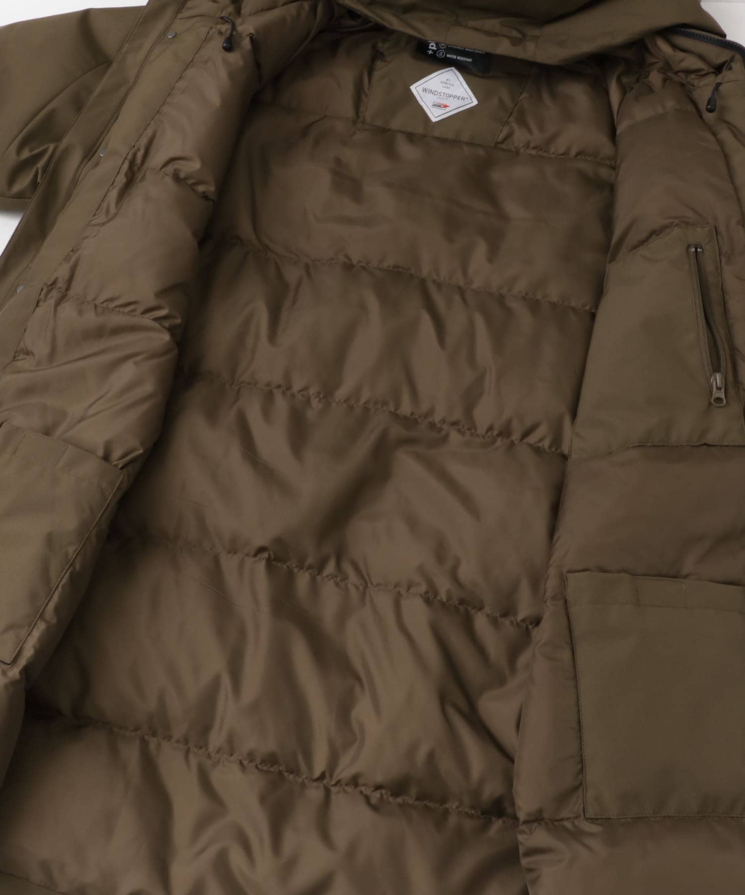 『別注』+phenix　WINDSTOPPER by GORE-TEX LABS ダウンコート BROWN S