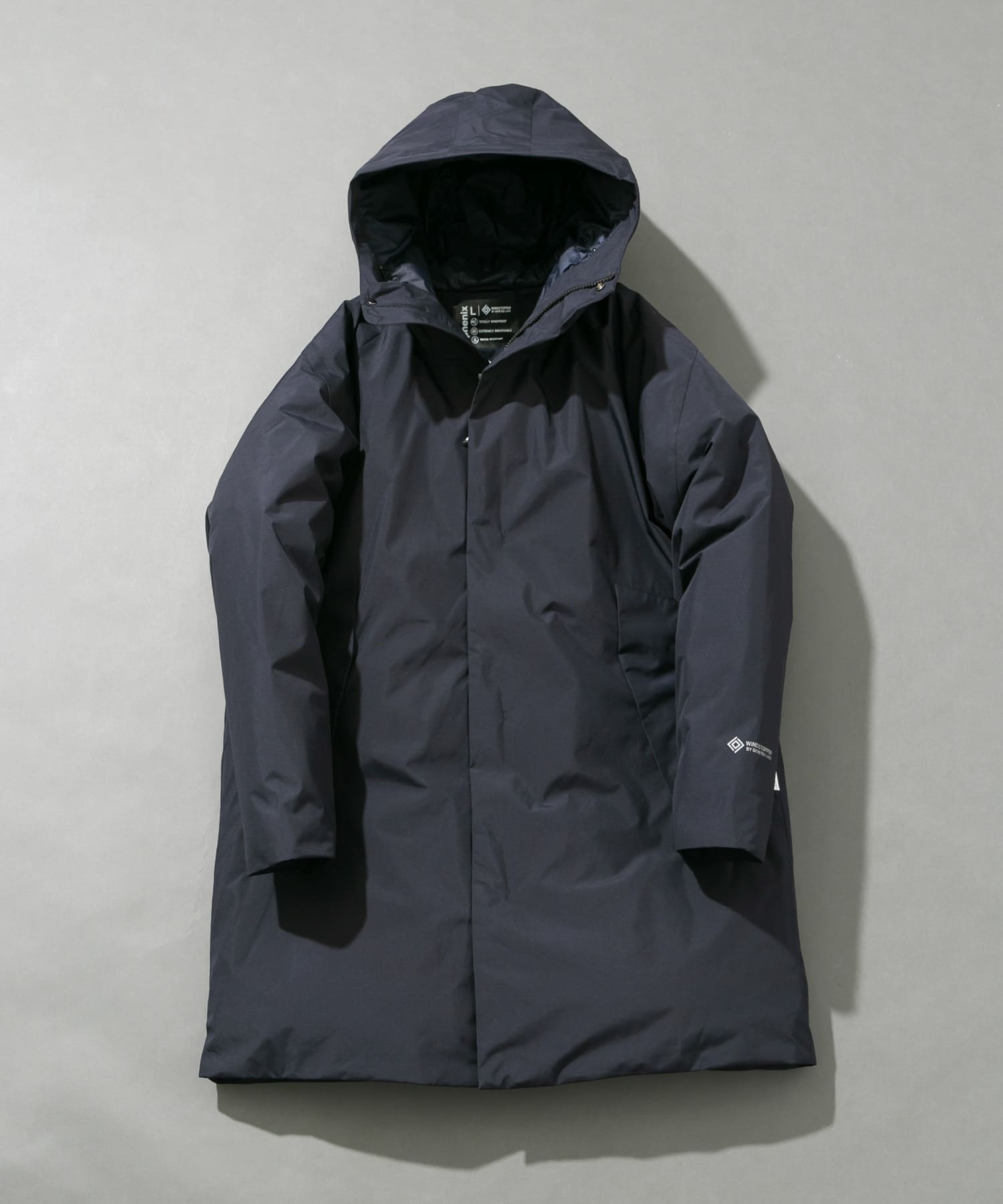 『別注』+phenix　WINDSTOPPER by GORE-TEX LABS ダウンコート NAVY S