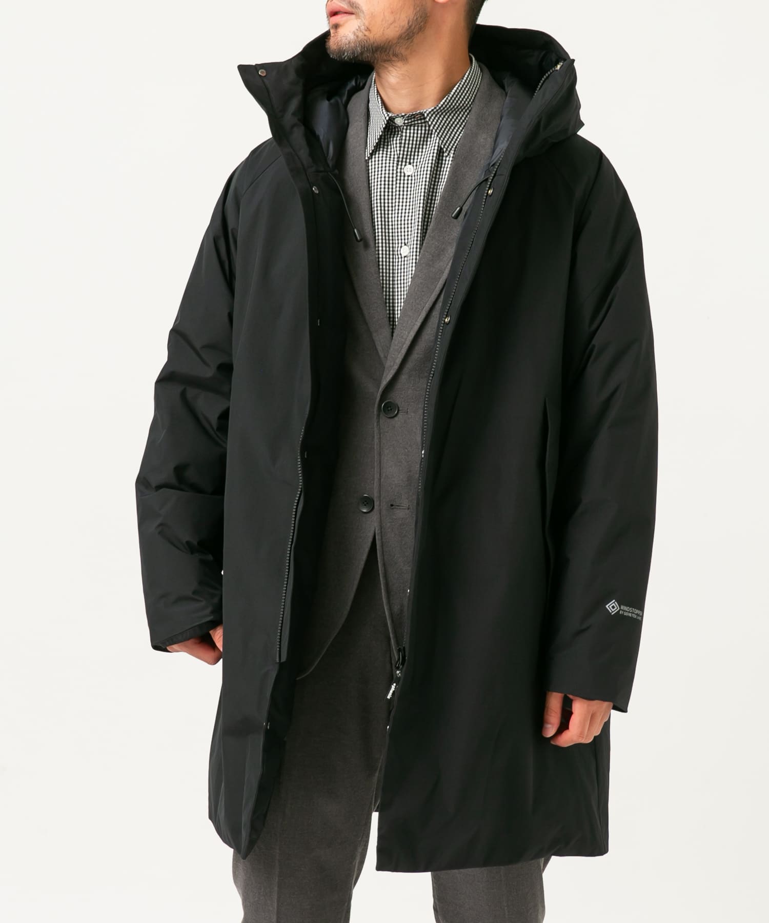 『別注』+phenix　WINDSTOPPER by GORE-TEX LABS ダウンコート BLACK S