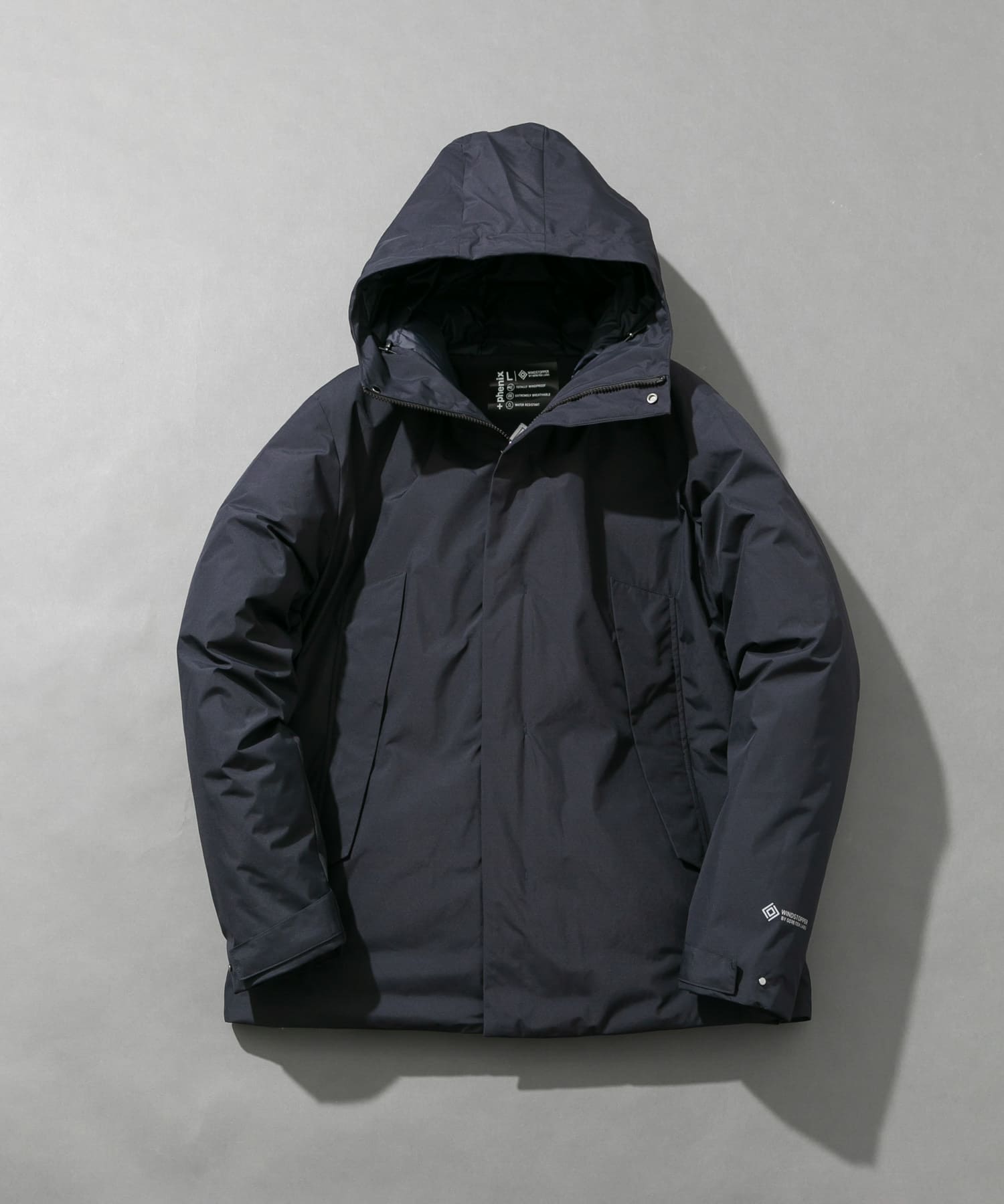 『別注』+phenix　WINDSTOPPER by GORE-TEX LABS ダウンジャケット NAVY S