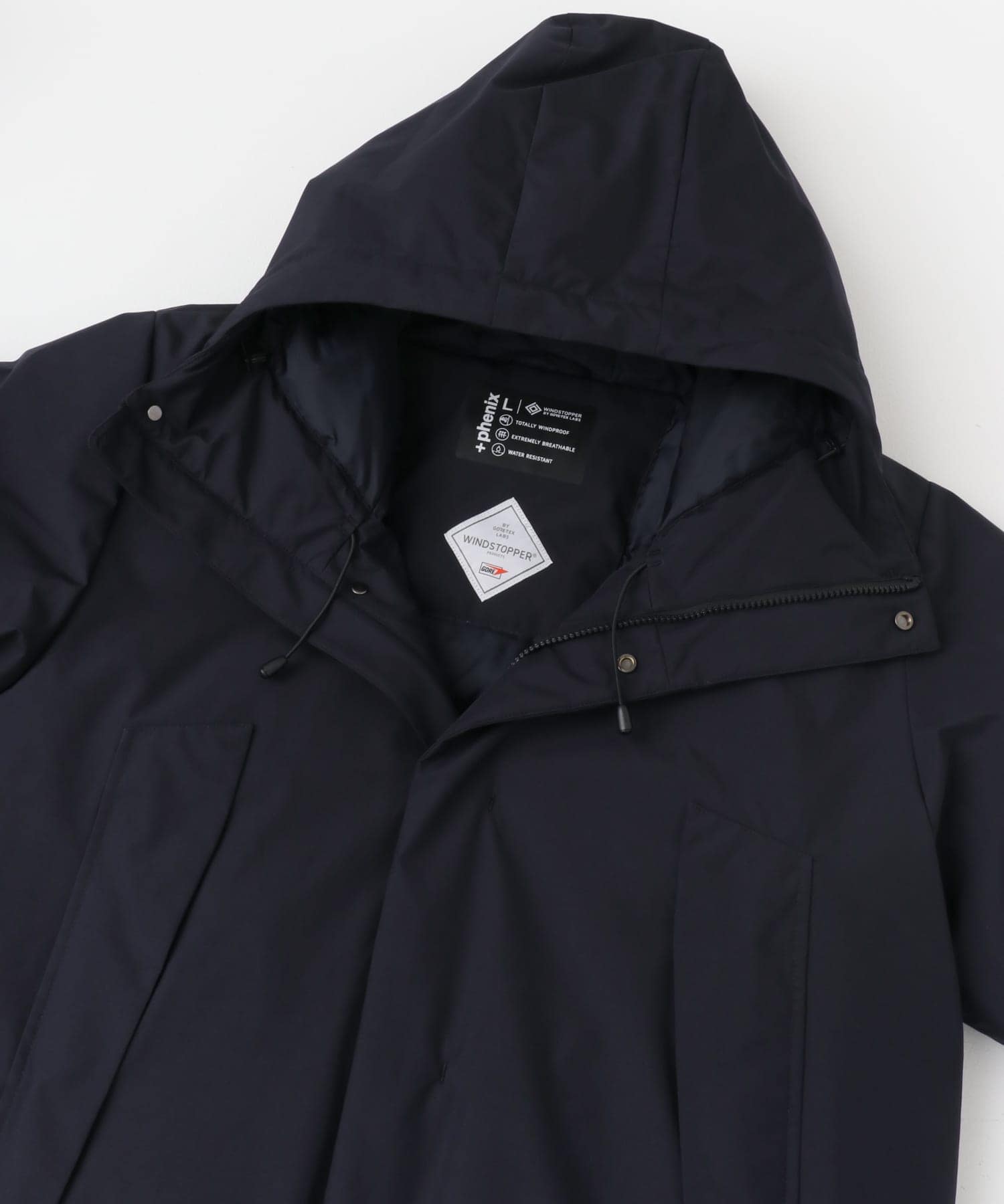 『別注』+phenix　WINDSTOPPER by GORE-TEX LABS ダウンジャケット NAVY S