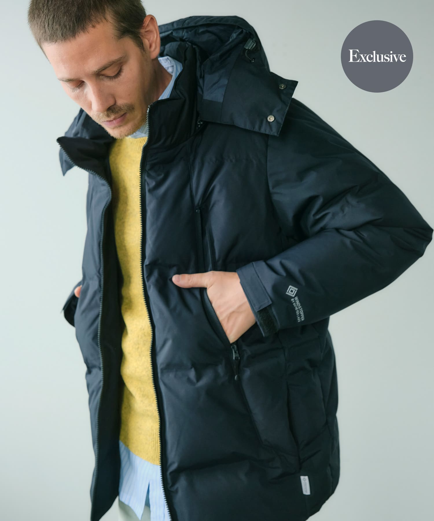 別注』+phenix WINDSTOPPER by GORE-TEX LABS 2WAYダウンJK(M BLACK 