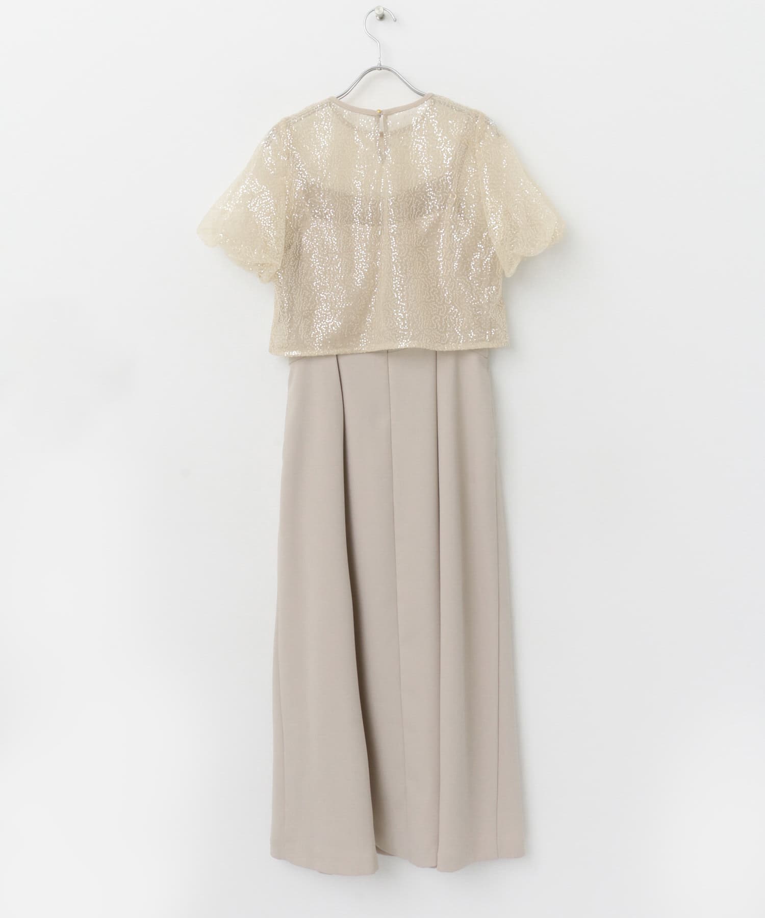 『別注』kaene×ROSSO　スパンコールブラウスセットドレス beige 38