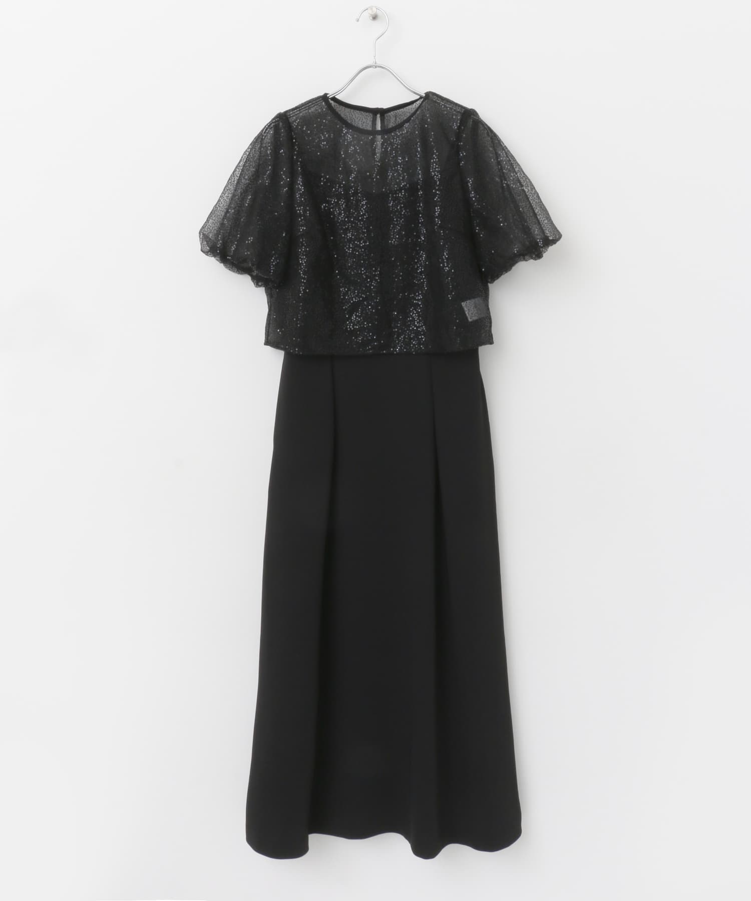 『別注』kaene×ROSSO　スパンコールブラウスセットドレス BK 38