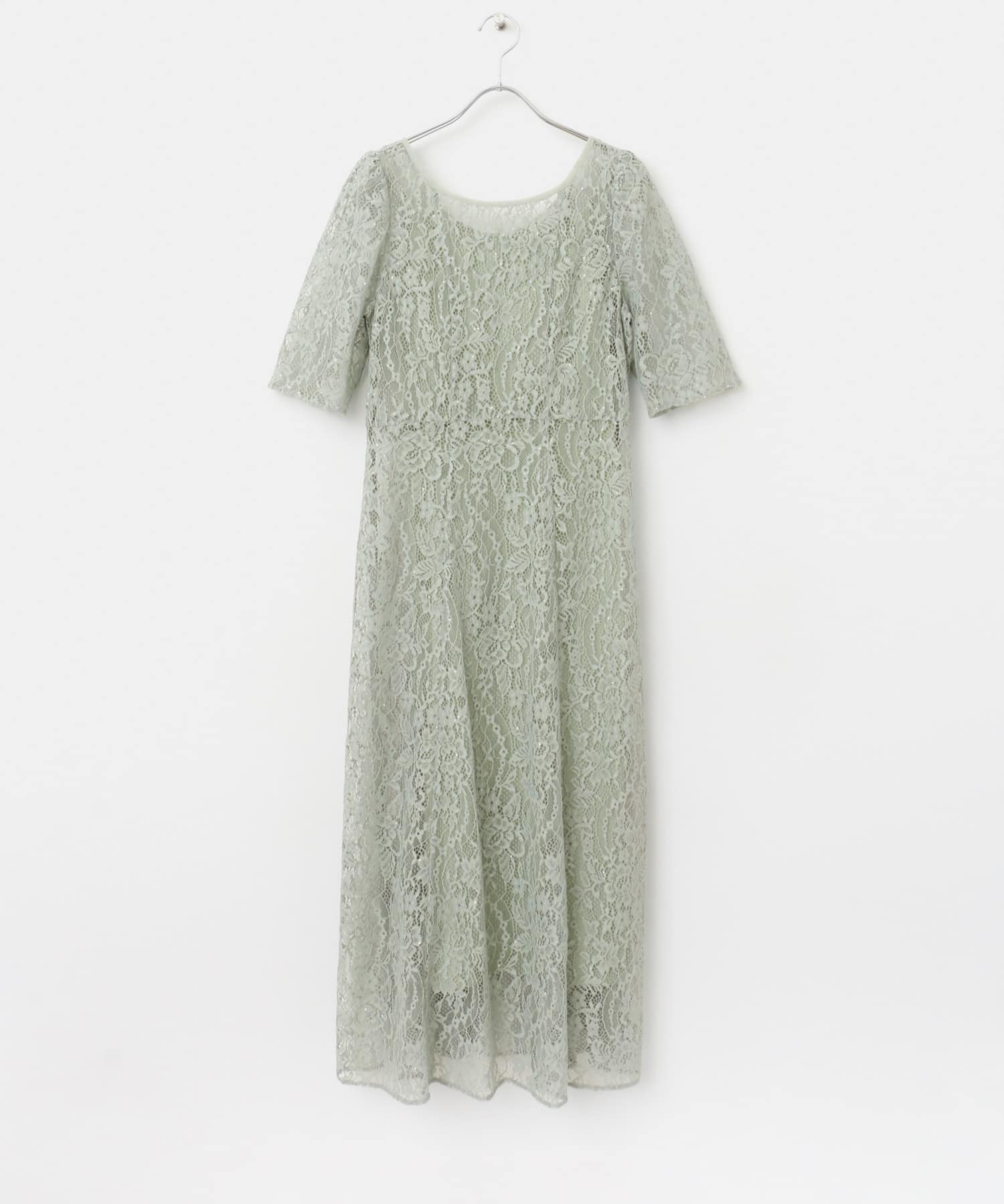 『別注』kaene×ROSSO　スパンコールレースドレス mintbeige 38