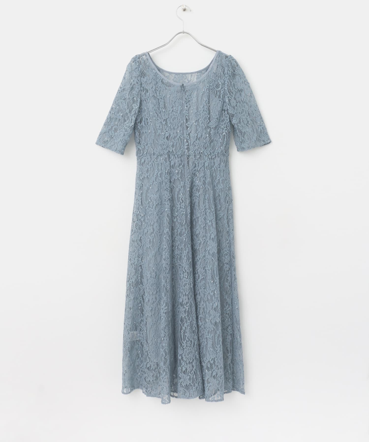 kaene スパンコールレースドレス ワンピース　ブルー　38 カエン 別注』kaene×ROSSO スパンコールレースドレス(38 mintbeige): ドレス