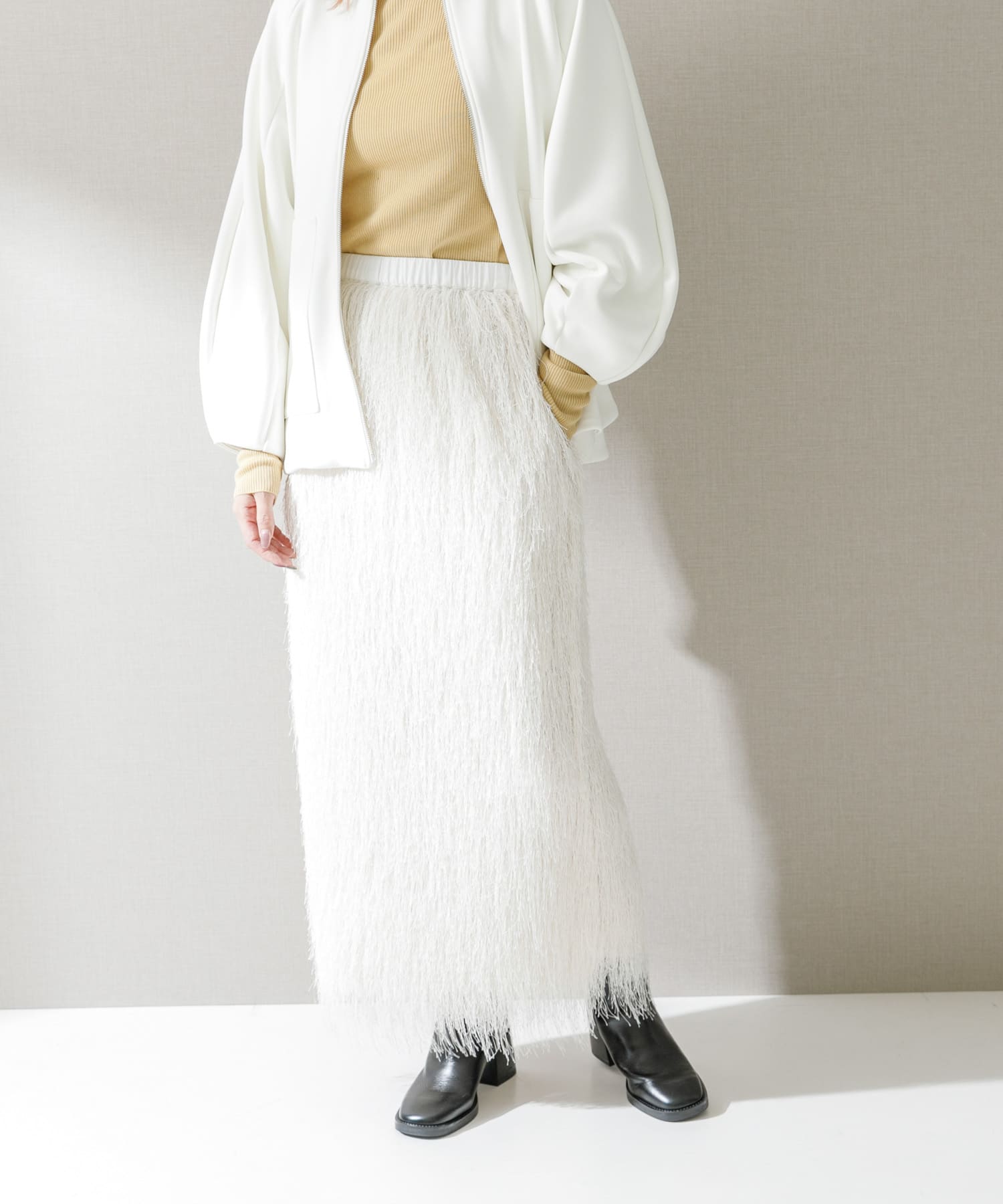 ELENDEEK　FRINGE STRAIGHT SKIRT