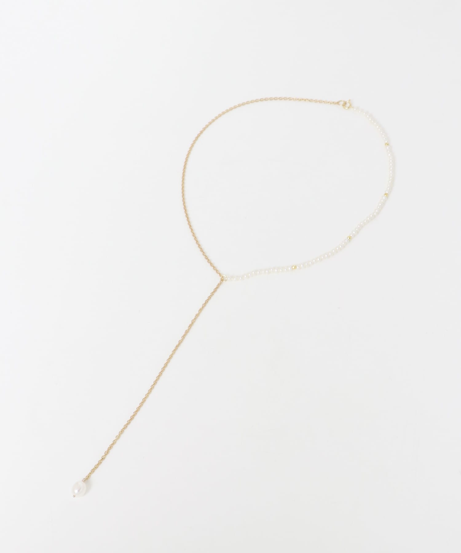 Favorible　Pearl×chain lariat WHT×GLD FREE