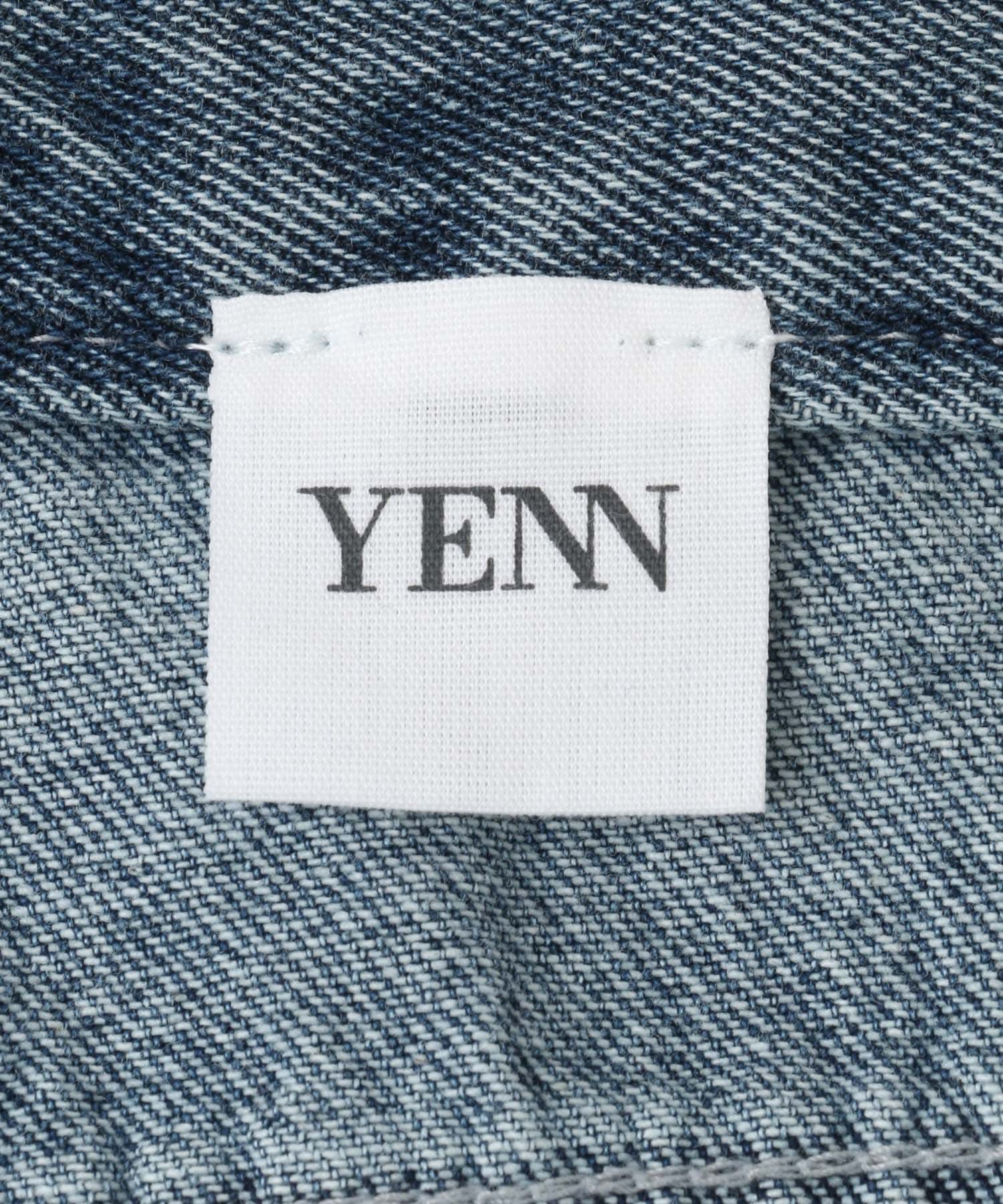 YENN　SIDE PLEATED DENIM PANTS BLUE 34