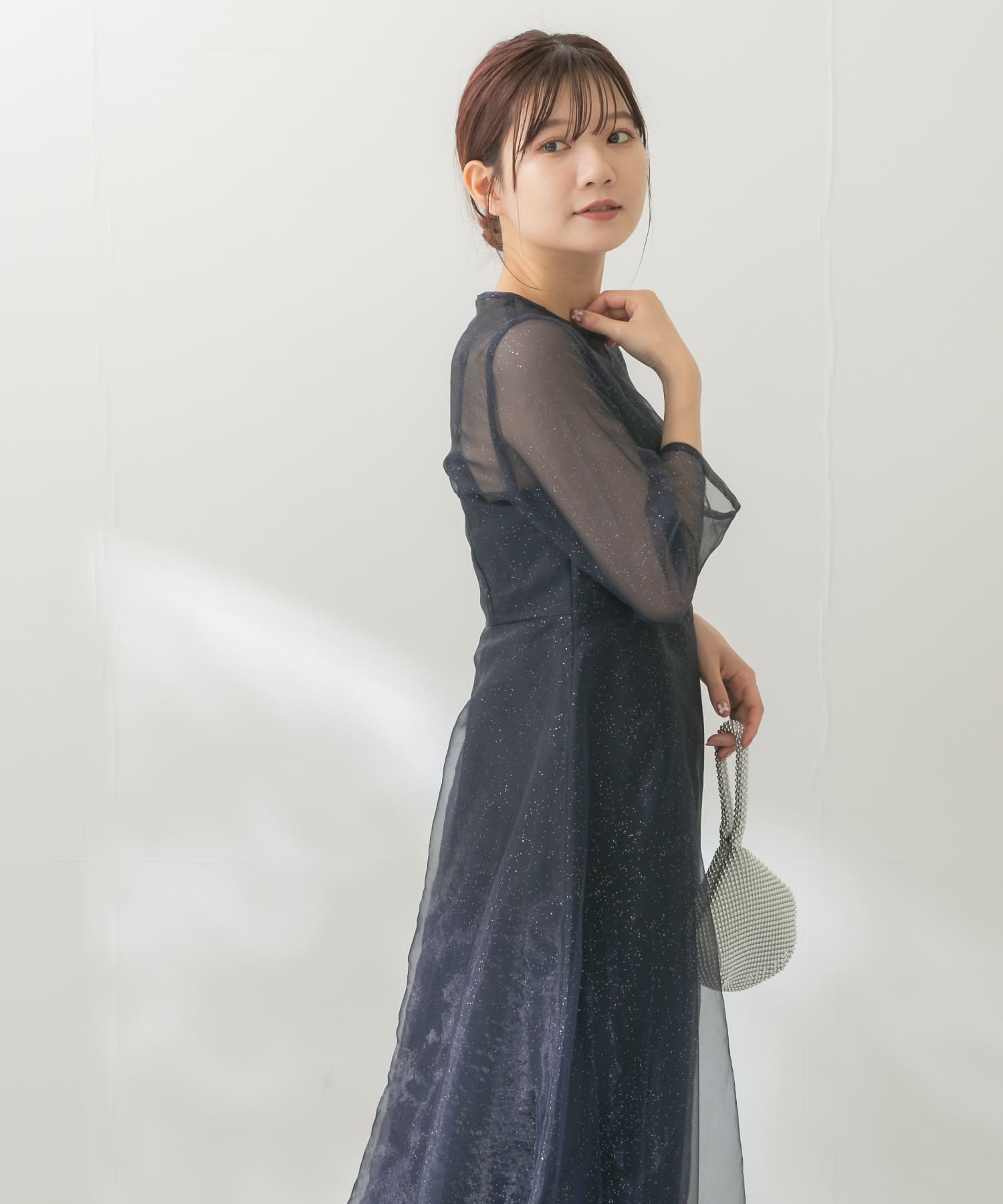 kaene　ラメミックスステッチレースドレス