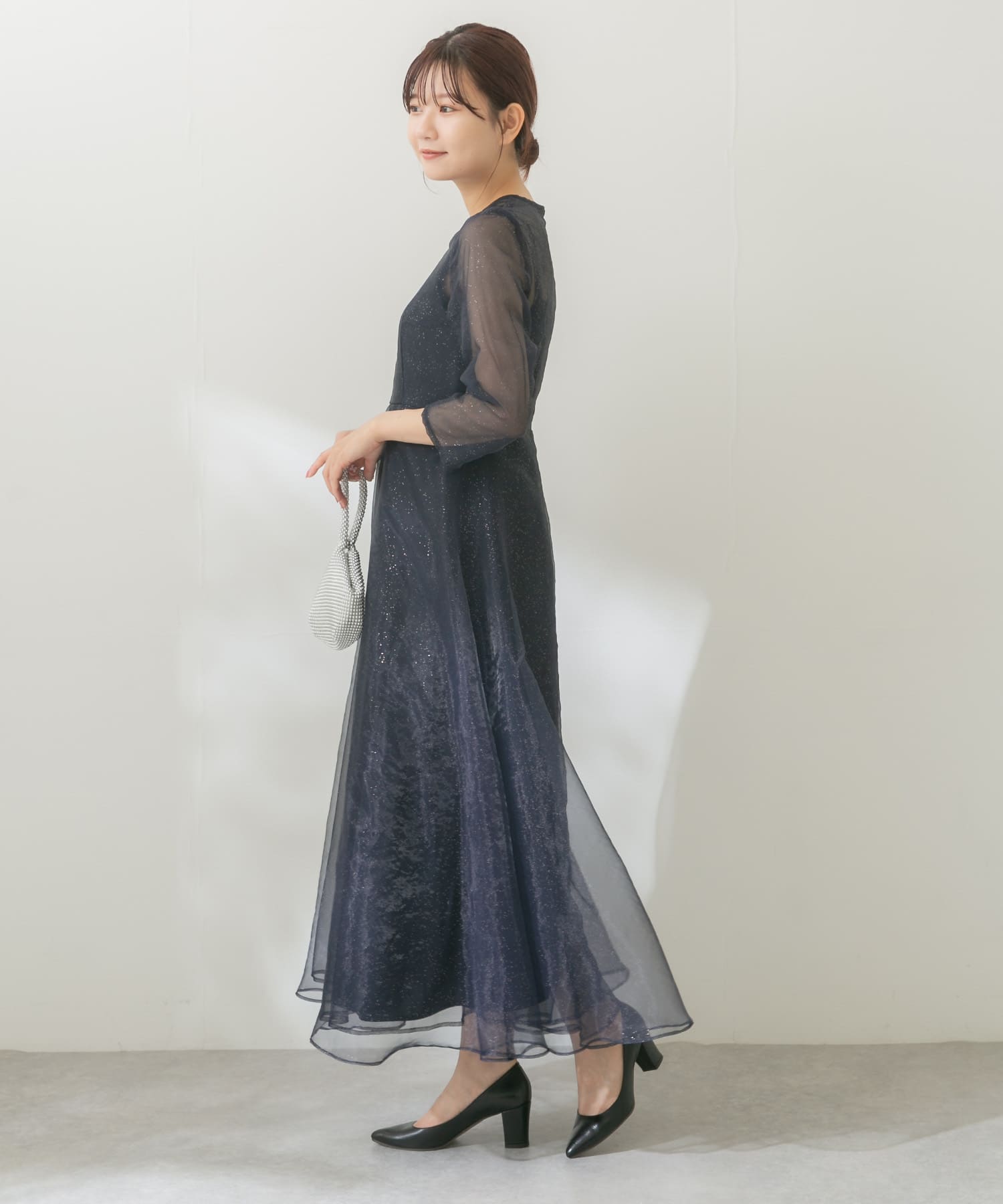 kaene ラメミックスステッチレースドレス(38 yellow): ドレスライン