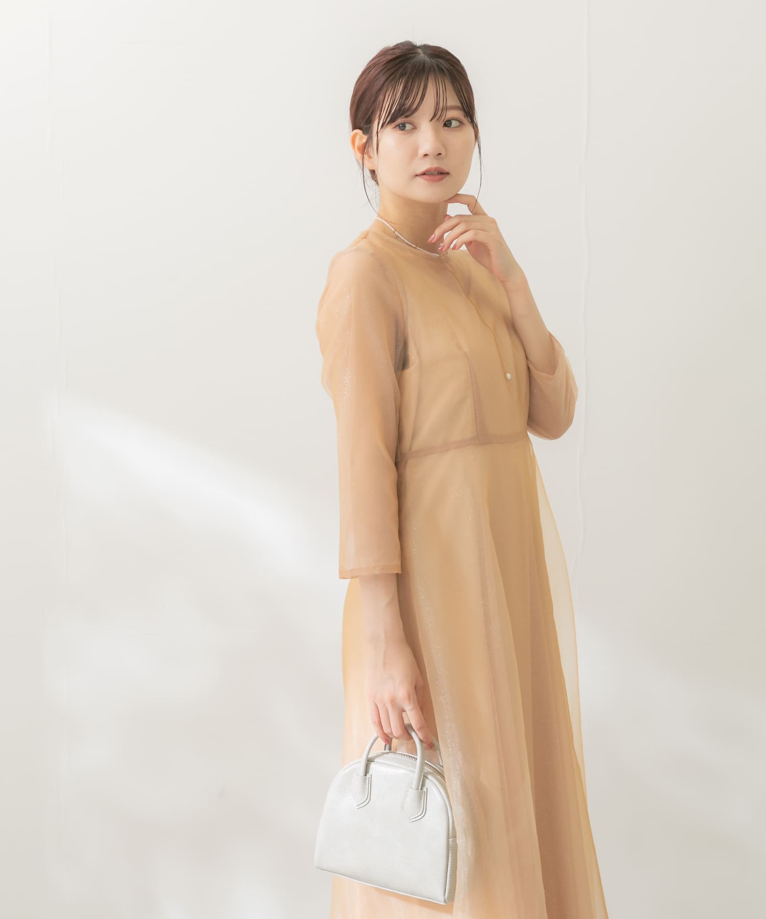kaene ラメミックスステッチレースドレス(38 yellow): ドレスライン