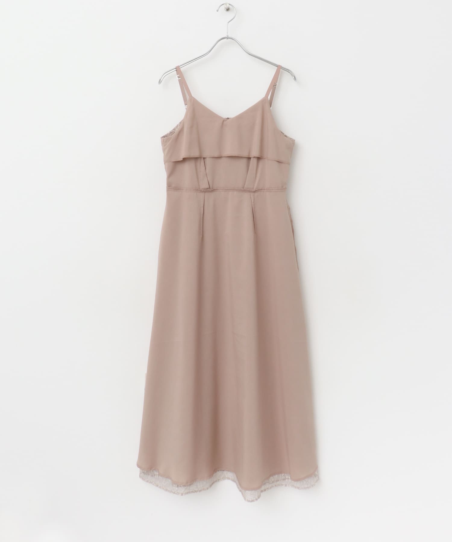 kaene　ラメチュールレイヤードレースドレス pinkbeige 36