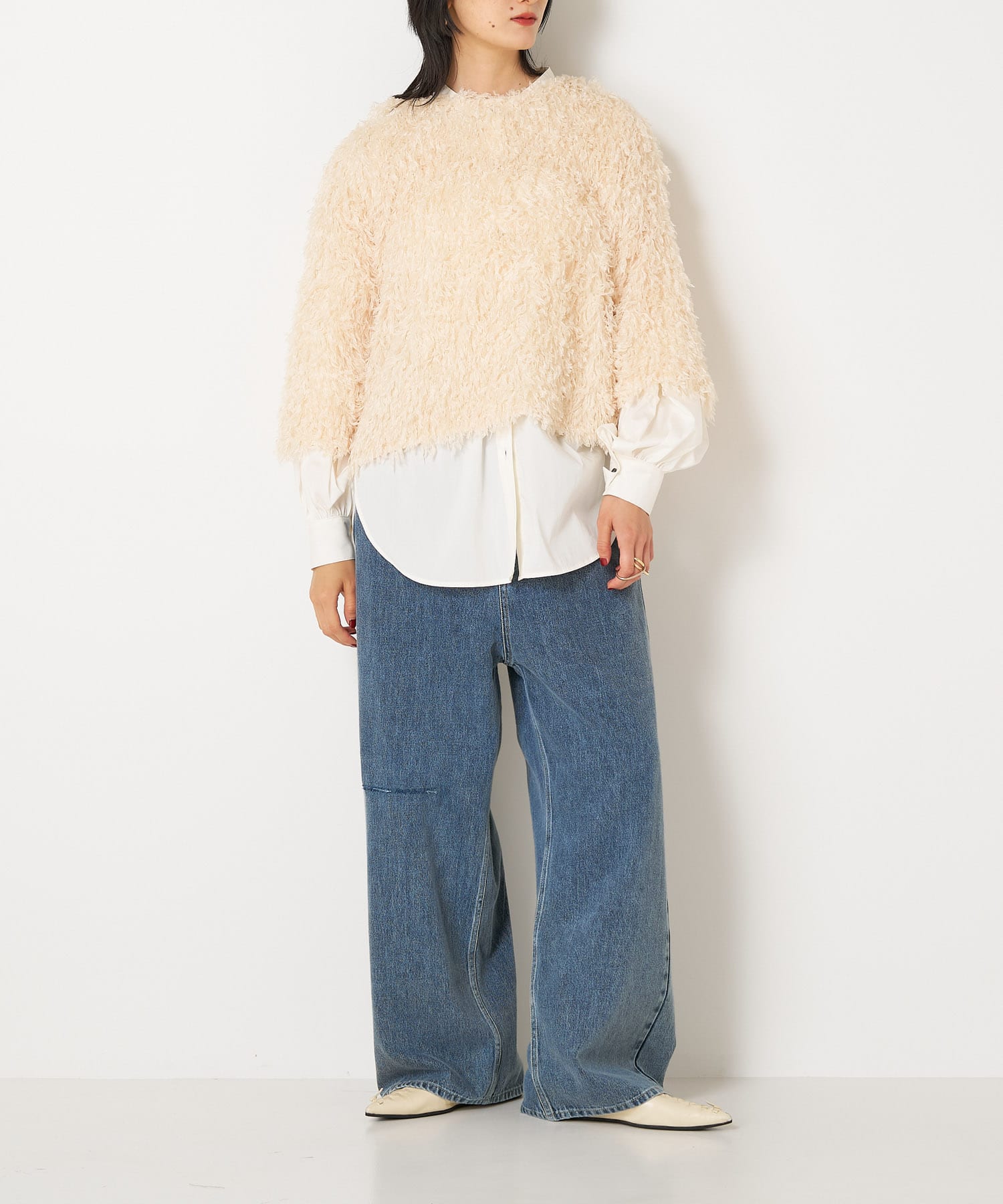 CHIGNON　フェザーフリンジTシャツ IVORY FREE