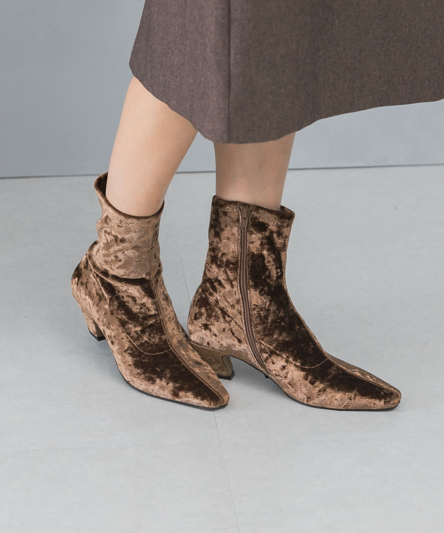 LE VERNIS　Velor stretch boots ブラウン 23.5