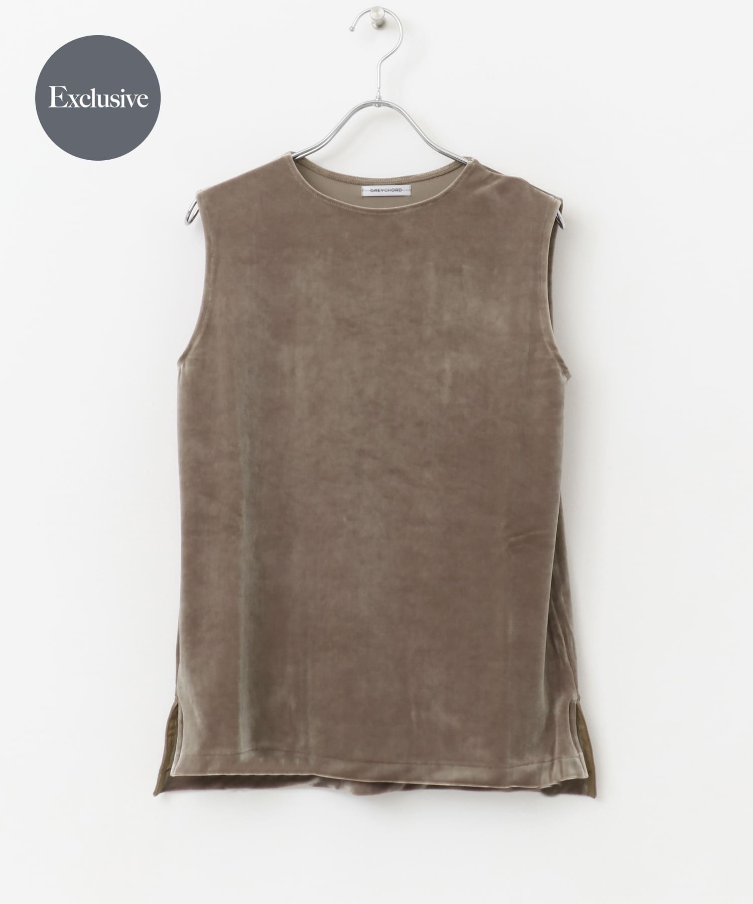 『別注』GREYCHORD×ROSSO　ROAベロアノースリーブ FAWN GREY 1