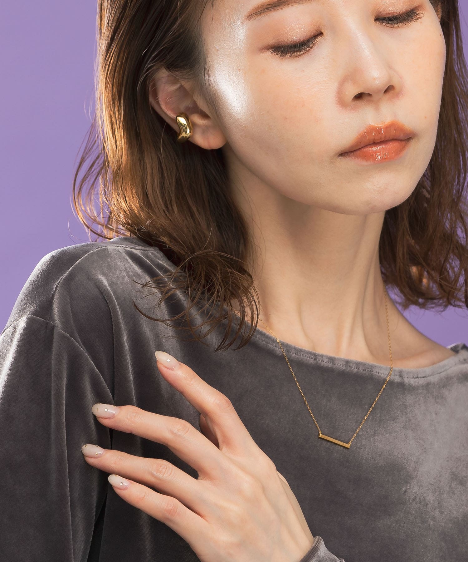 Favorible　2WAY bar necklace GOLD FREE