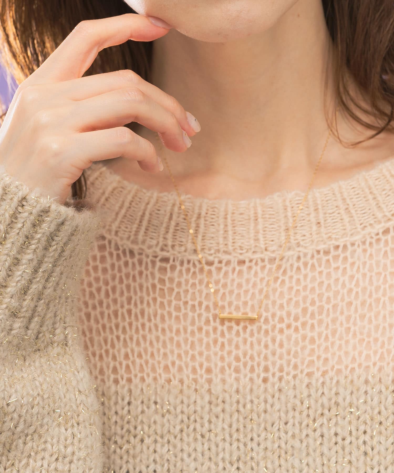 Favorible　2WAY bar necklace GOLD FREE