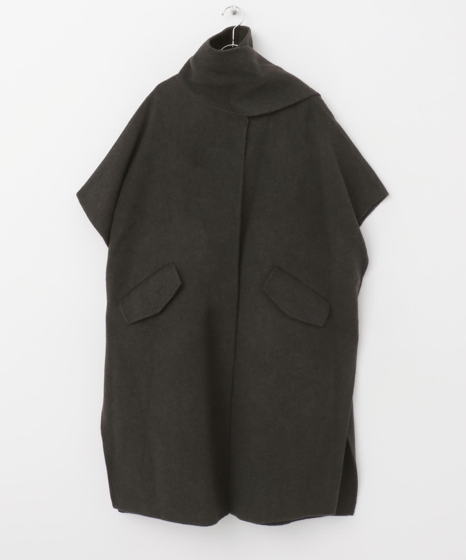 le　WOOL MUFFLER HANDMADE CAPE CHACOAL FREE