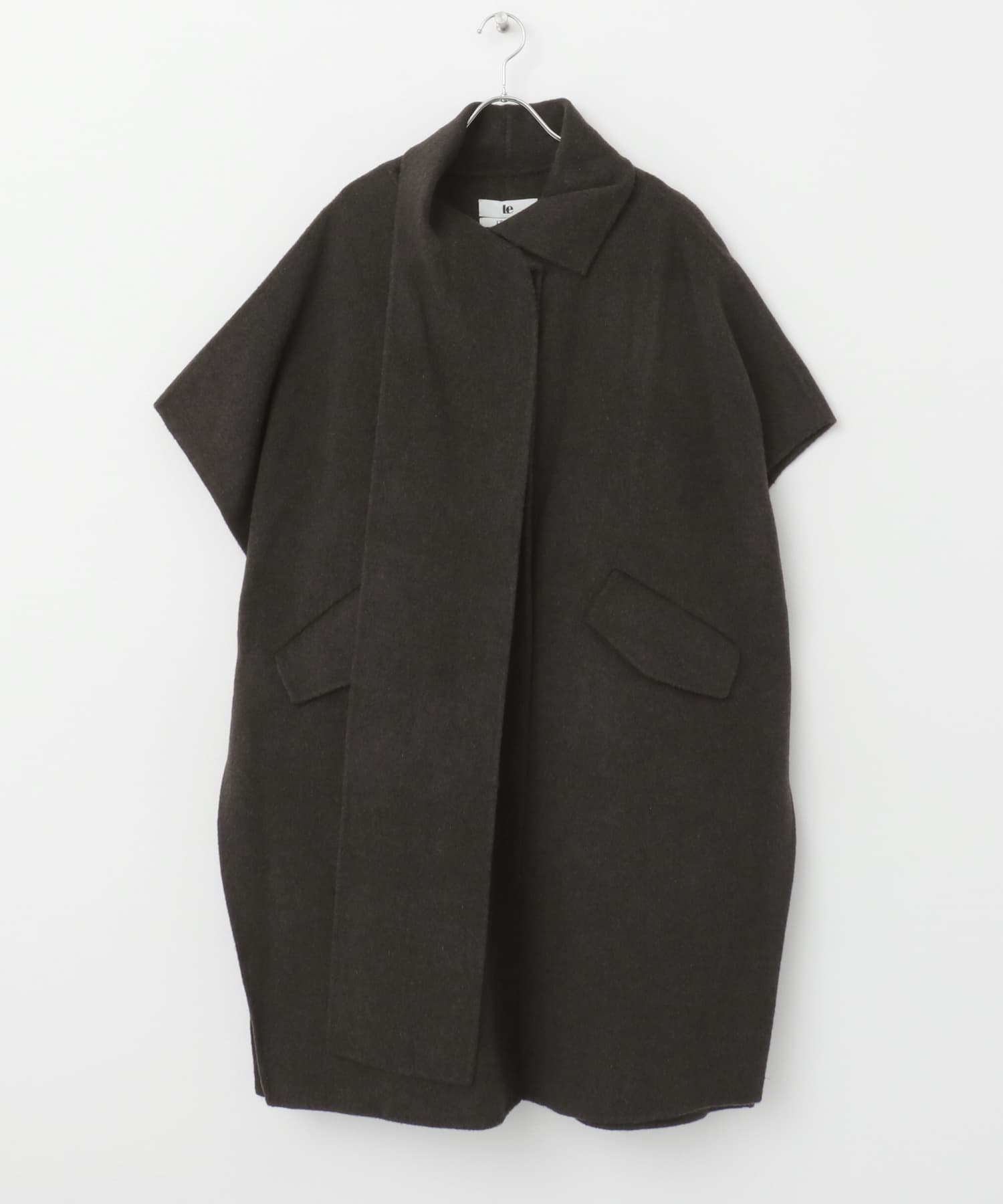 le　WOOL MUFFLER HANDMADE CAPE CHACOAL FREE