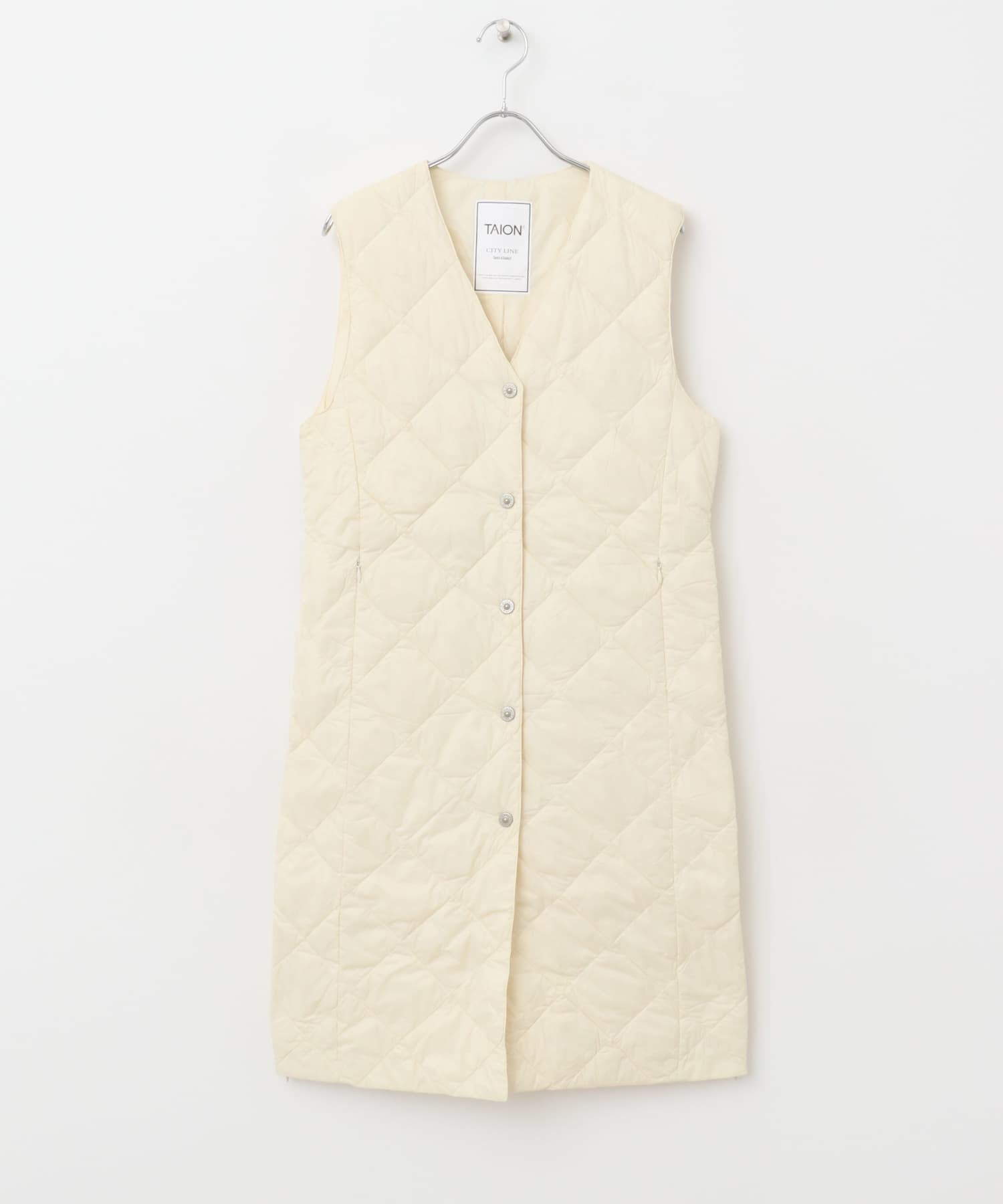 TAION　VNECK LONG DOWN GILET OFFWHITE M