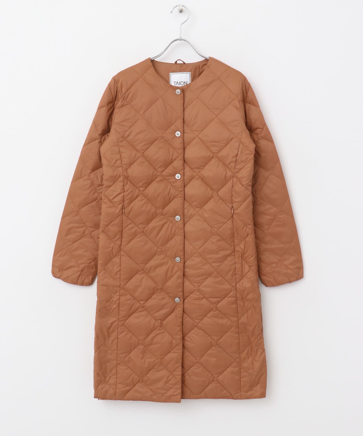 TAION　CREW NECK LONG DOWN COAT BRICKBROWN M