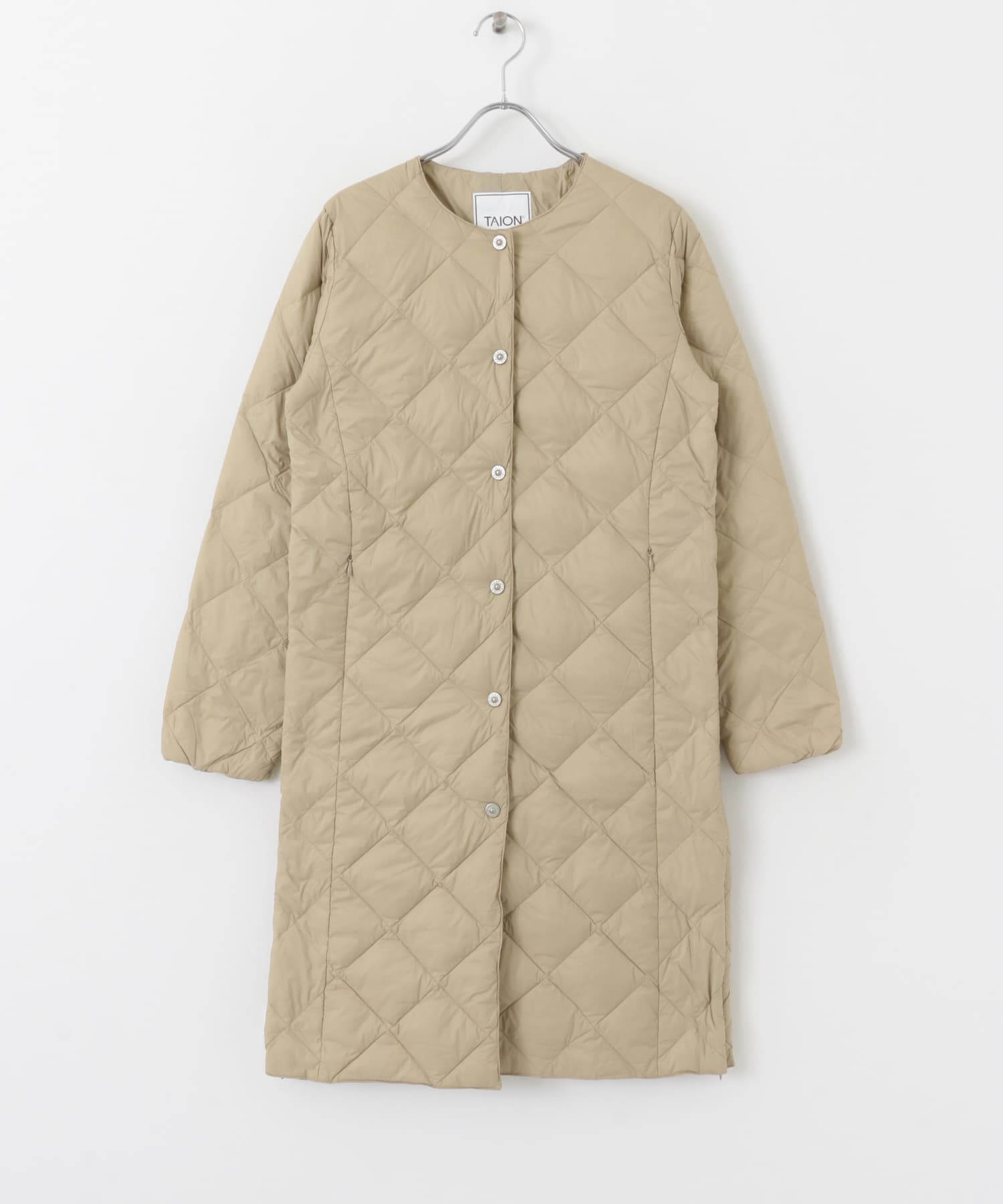 TAION　CREW NECK LONG DOWN COAT GBEIGE M
