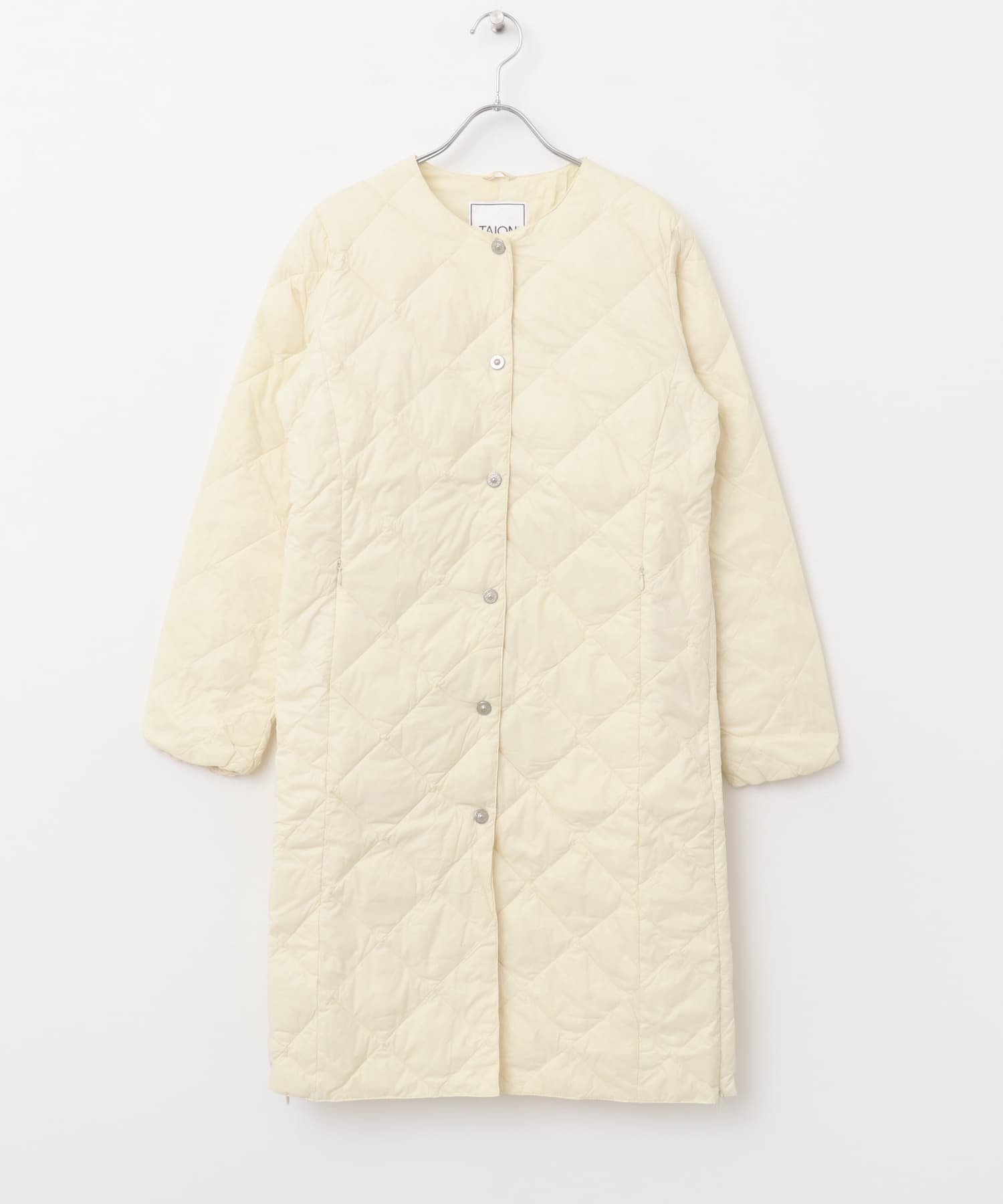 TAION　CREW NECK LONG DOWN COAT OFFWHITE M